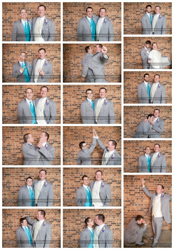 fun bridal party photos, bridal party mug shots, candid contrast photography, bellevue iowa wedding photographer