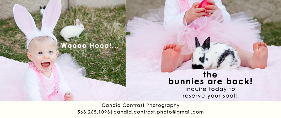 Portraits with real bunnies & ducklings in Dubuque, IA, Candid Contrast Photography