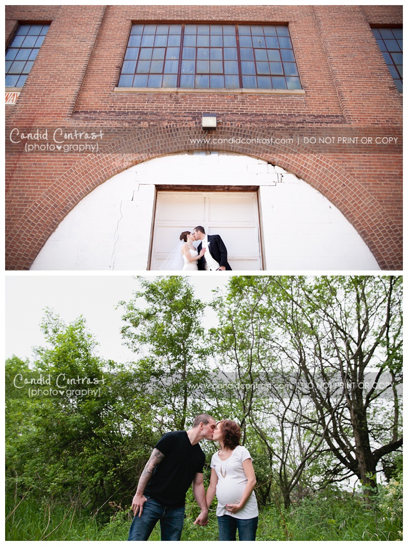 wedding and pregnancy comparison photo, Dubuque iowa wedding photographer, Dubuque Iowa maternity photographer