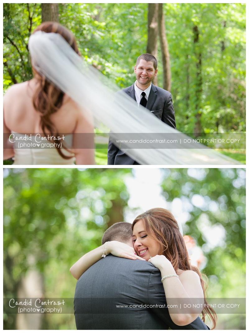 Dubuque wedding photographer, Dubuque Arboretum, Candid Contrast Photography, first look