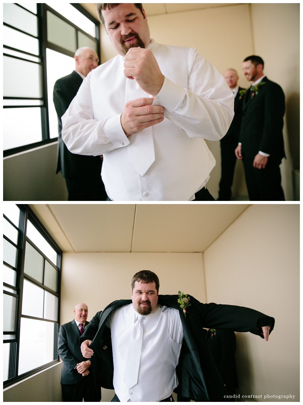 groom getting ready, bellevue ia wedding photographer, candid contrast photography