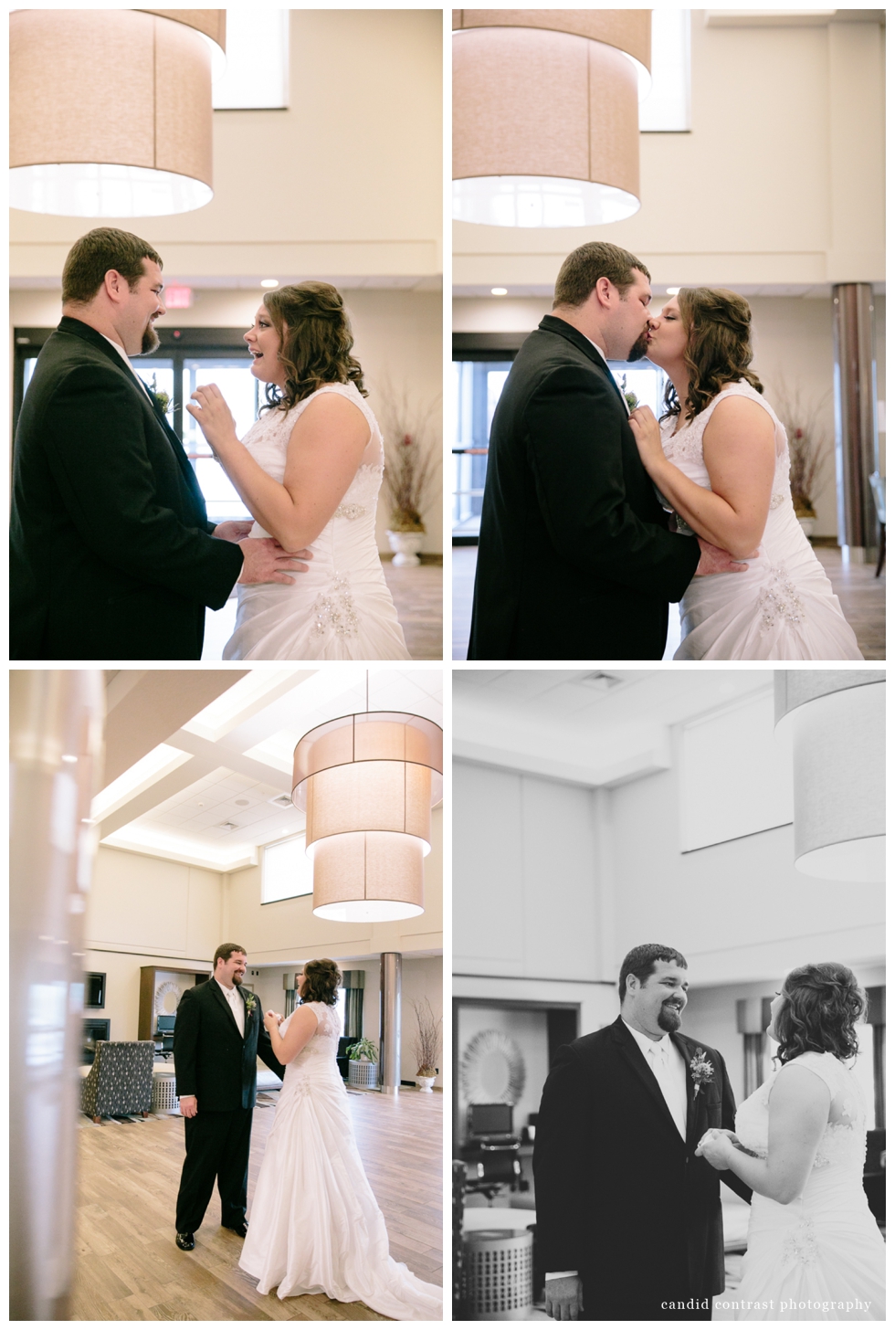 first look at baymont, bellevue ia wedding photographer, candid contrast photography