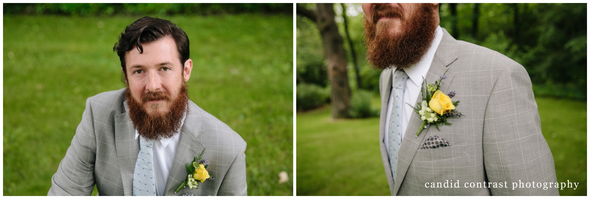 modern groom portraits at backyard wedding in dubuque, ia, candid contrast photography