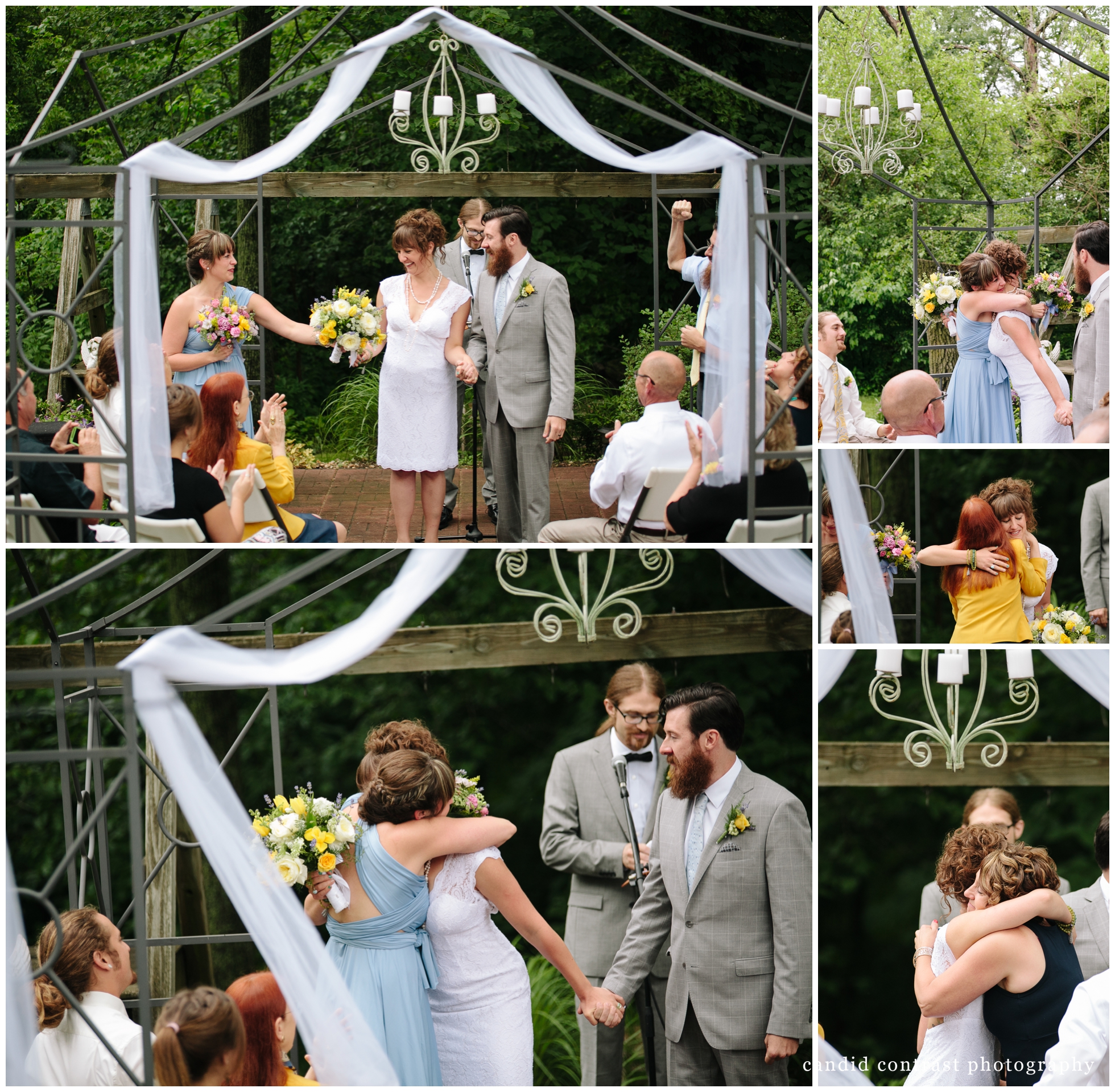 wedding ceremony candid moments at backyard wedding in dubuque, ia, candid contrast photography
