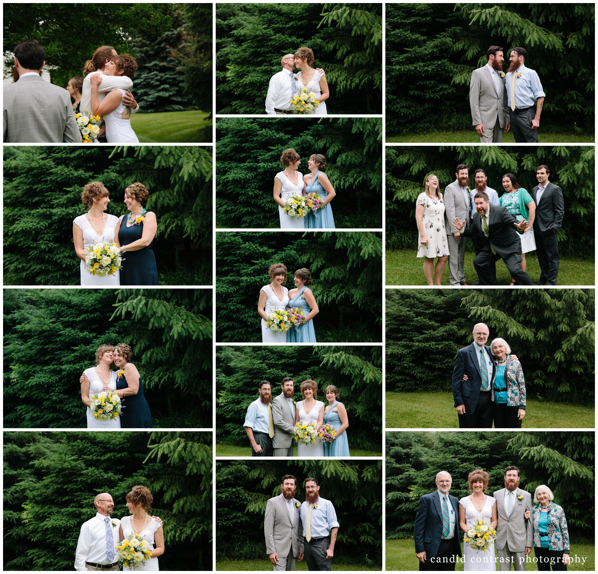 modern family formals at backyard wedding in dubuque, ia, candid contrast photography