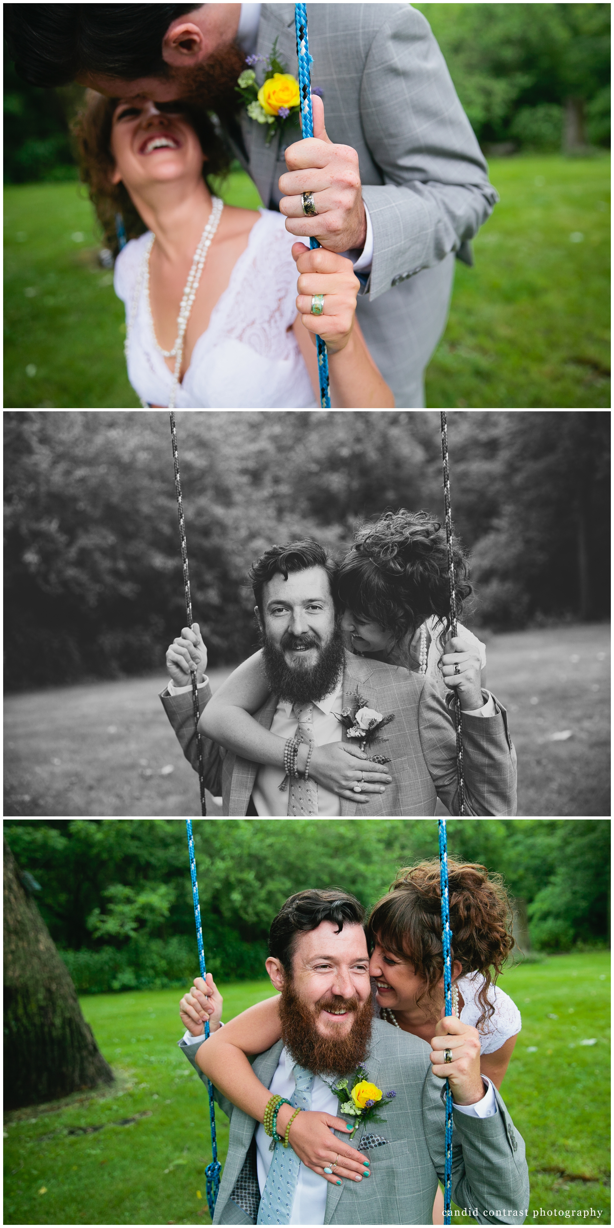 modern bride and groom portraits at backyard wedding in dubuque, ia, candid contrast photography