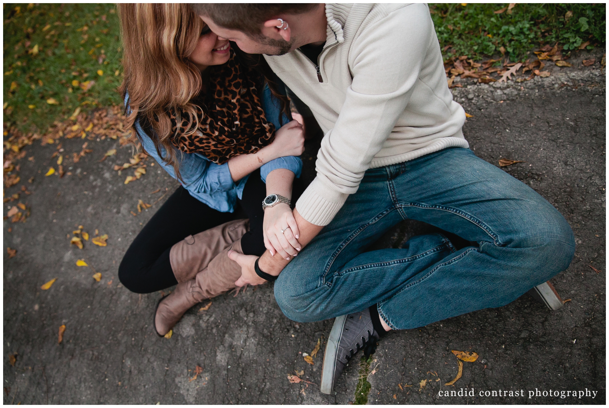 modern engagement photos in eagle point park in dubuque, ia, wedding photographer candid contrast photography