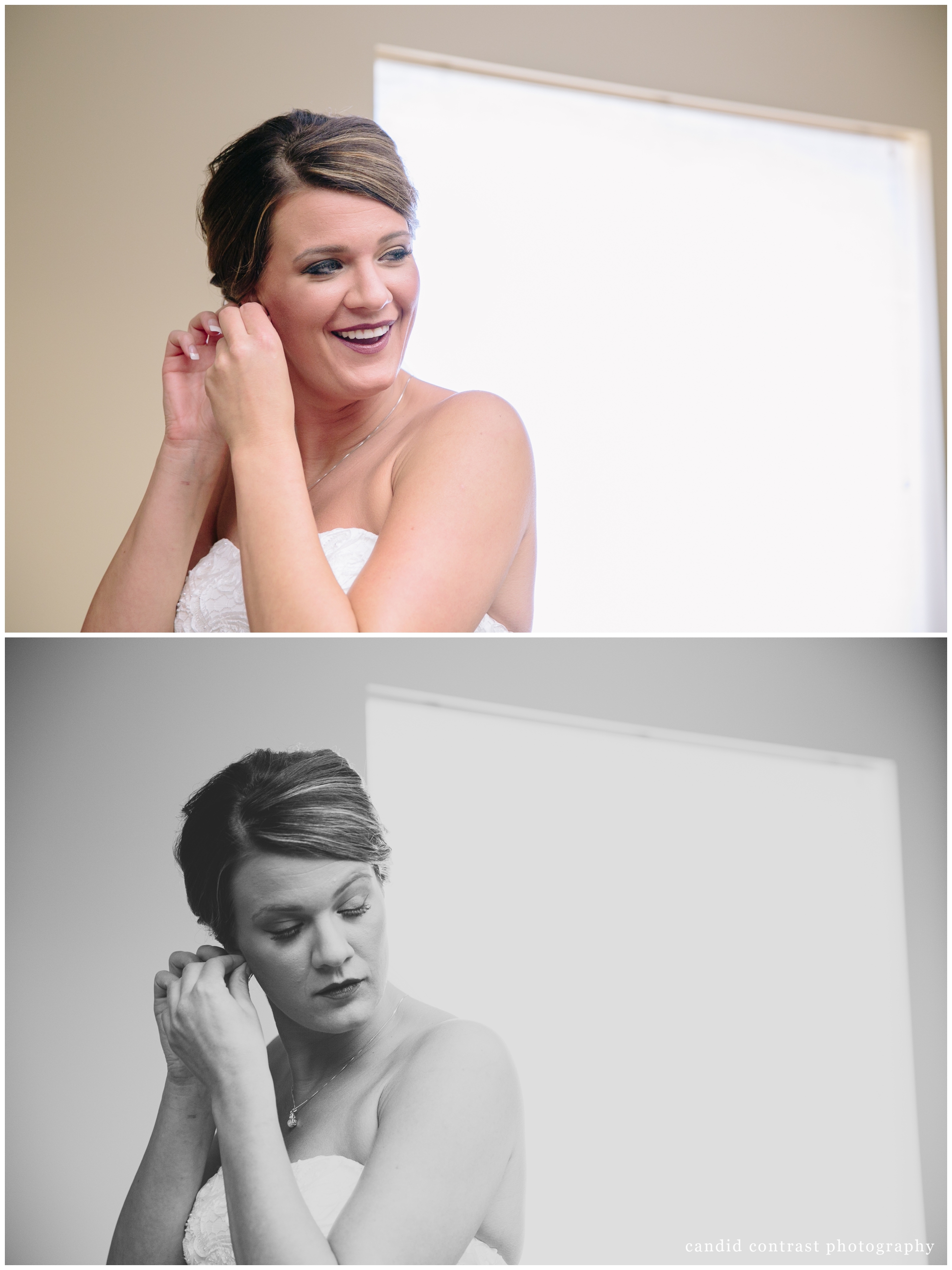 bride getting ready for dubuque ia wedding , candid contrast photography 