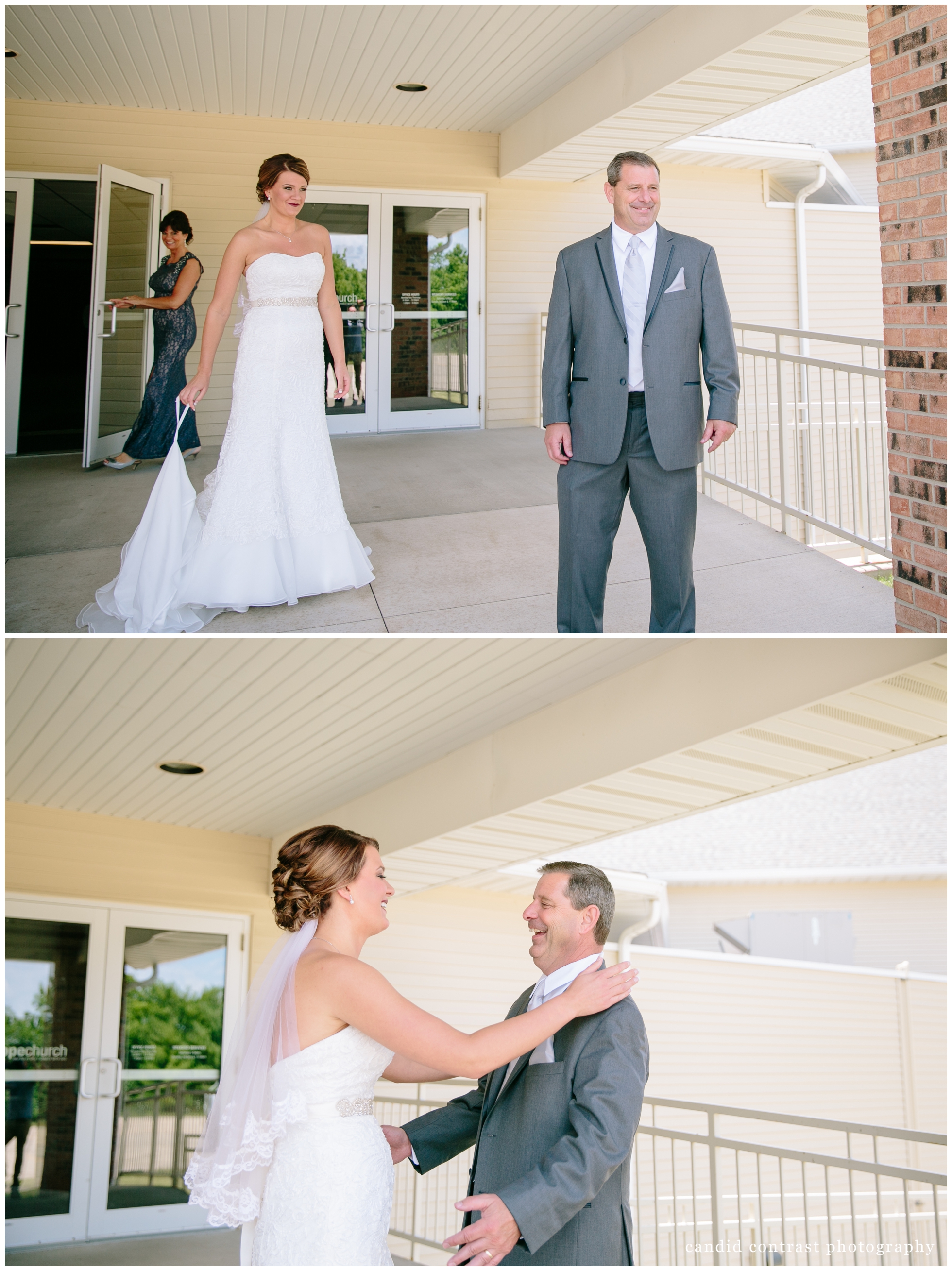 first look with dad dubuque ia wedding at hope church , candid contrast photography 