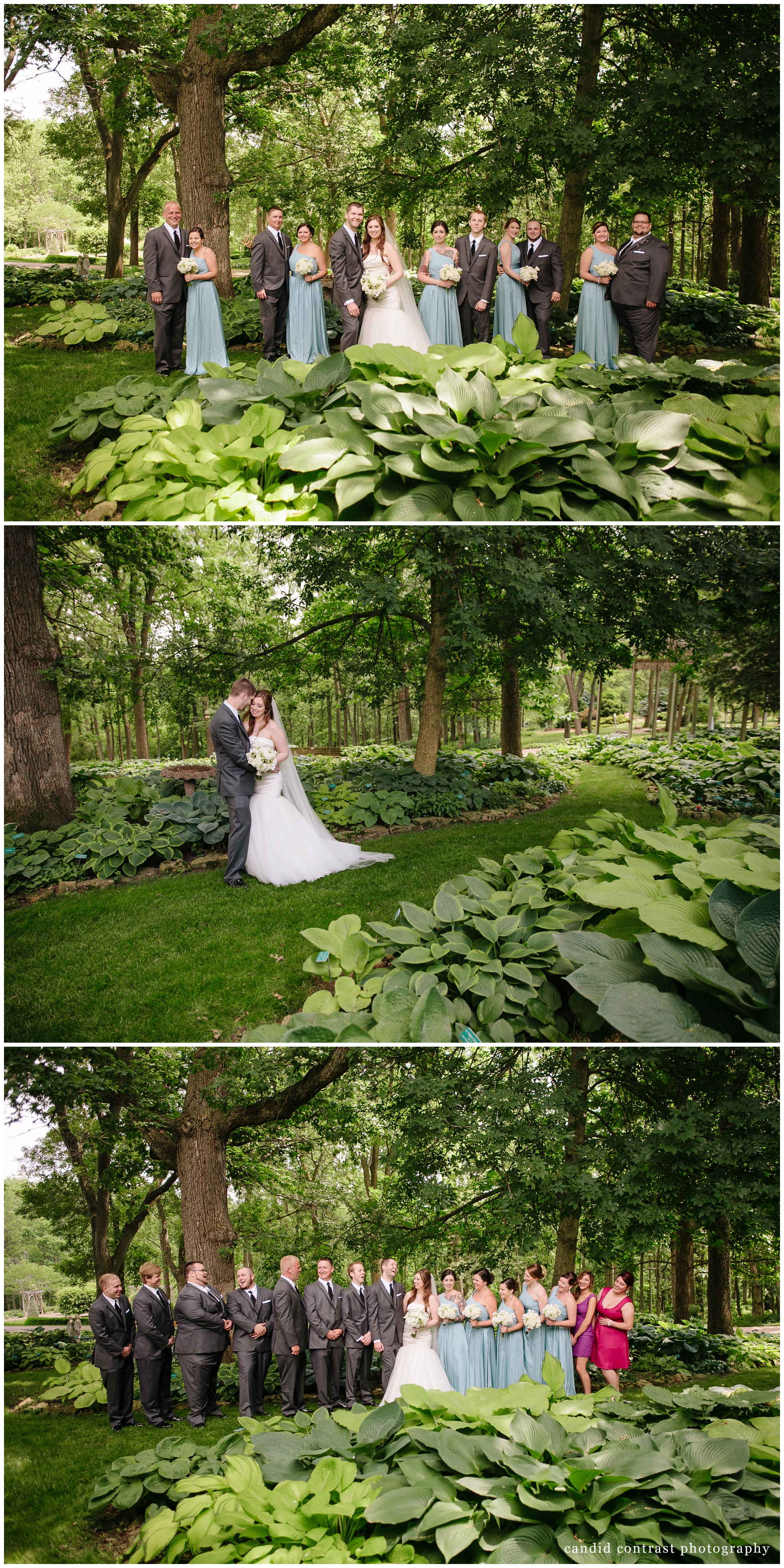 wedding party at dubuque arboretum at dubuque, ia wedding, candid contrast photography