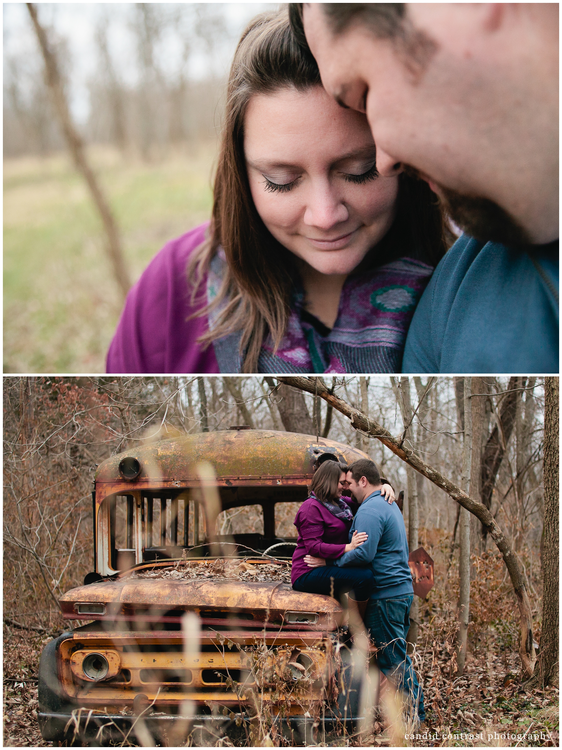 Illinois teacher engagement photos, candid contrast photography, school bus engagement photos