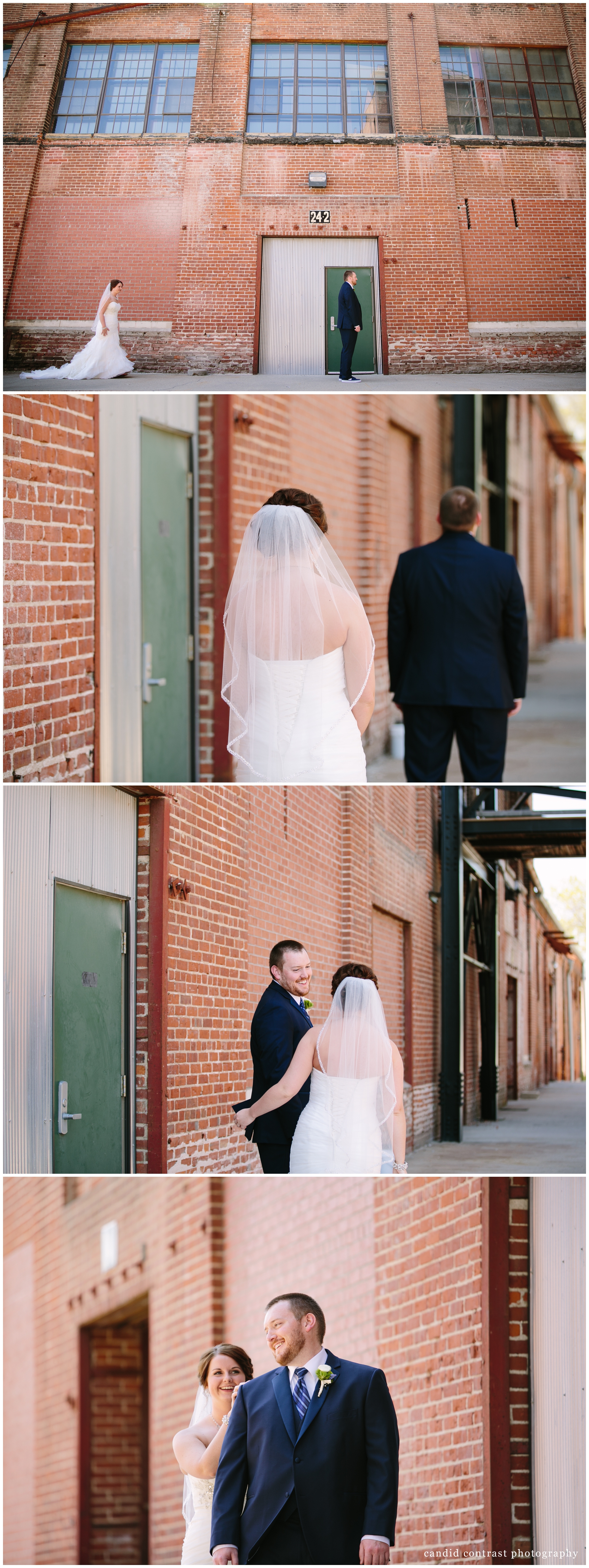 first look before Dubuque iowa wedding, candid contrast photography