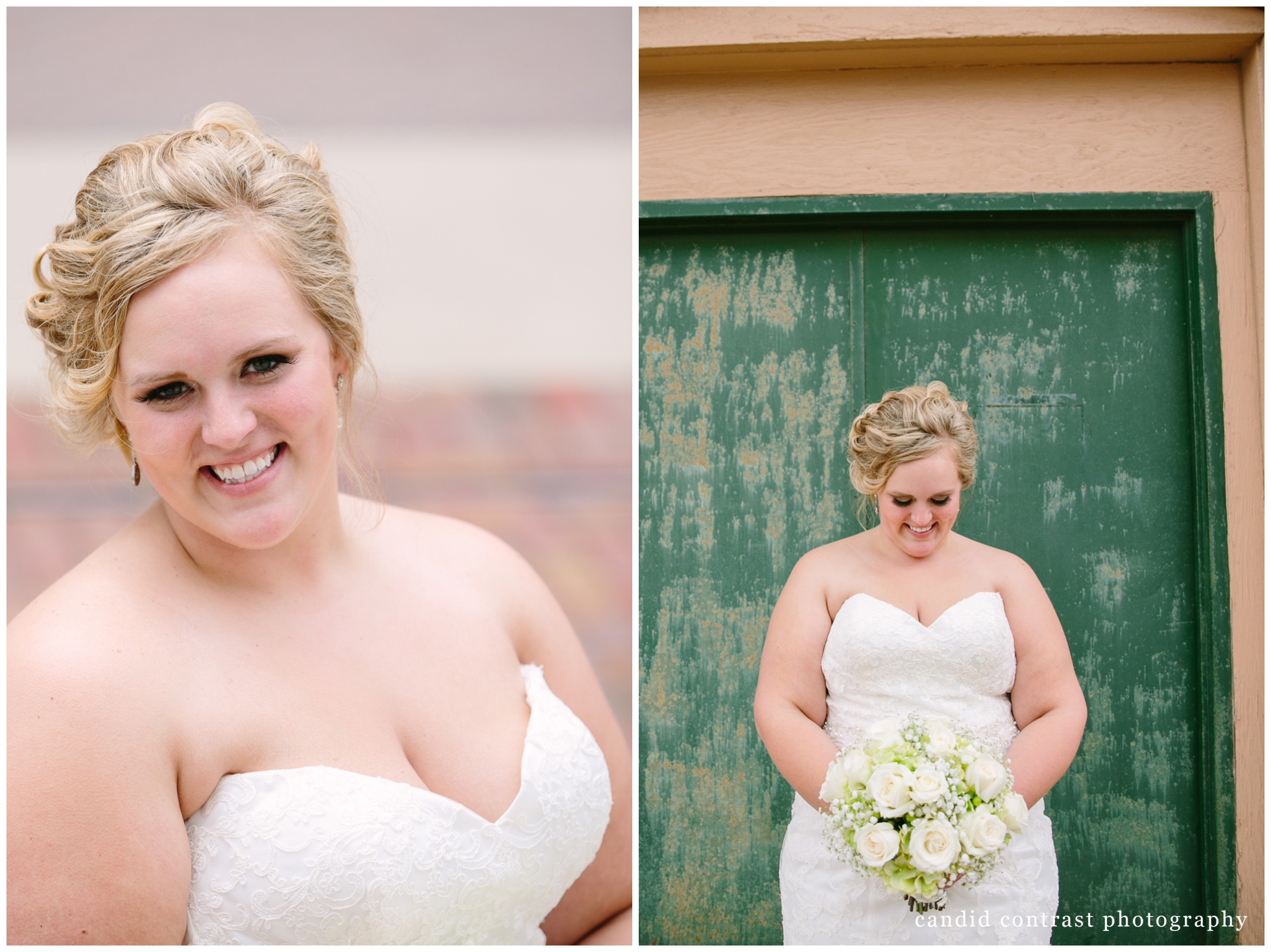 bridal portraits during Dubuque IA wedding, candid contrast photography