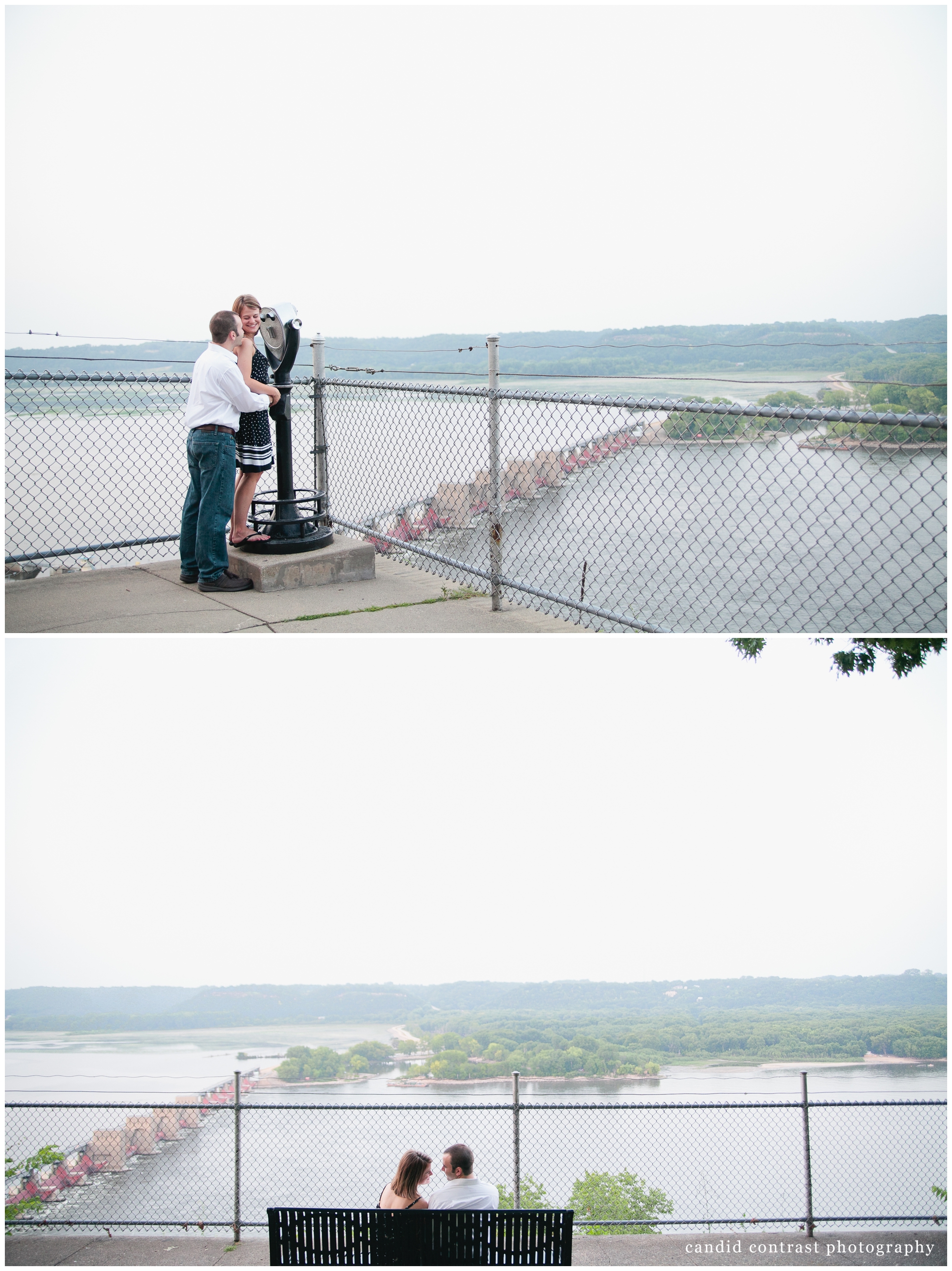 Eagle Point Park Mississippi River overlook engagement session, Dubuque ia wedding photographer