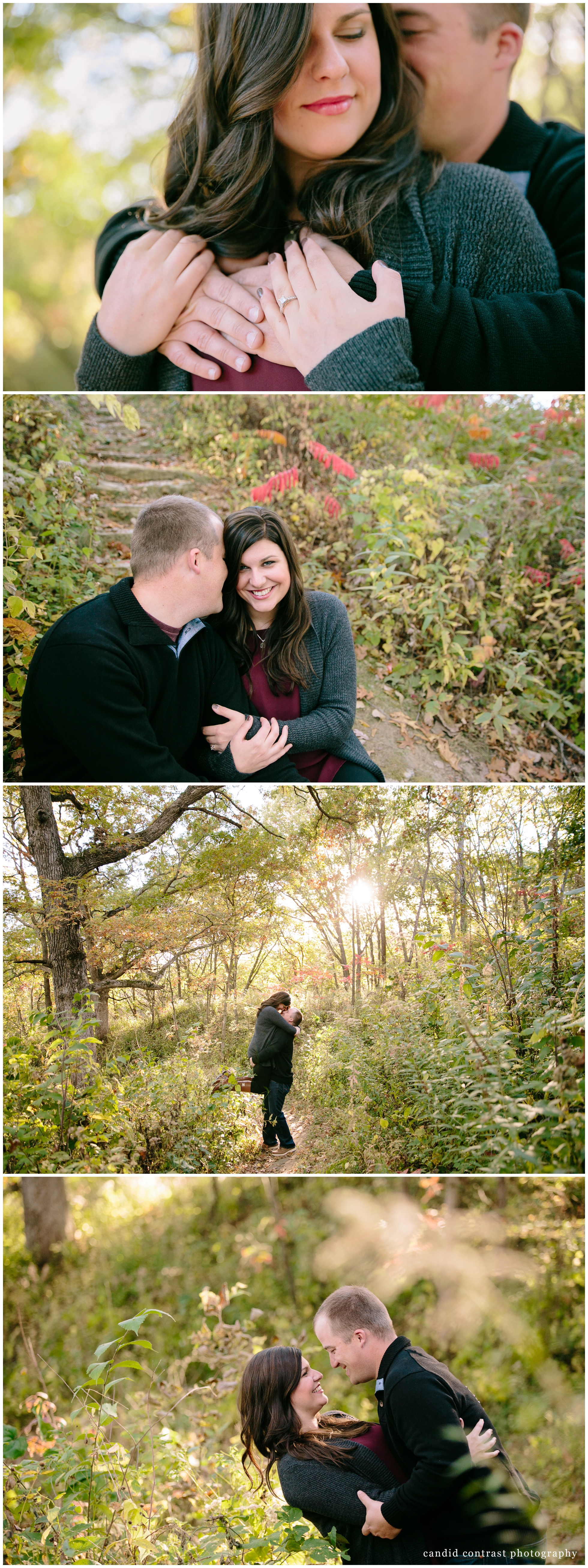 fall engagement session at the mines of spain in dubuque iowa, iowa wedding photographer Candid Contrast Photography