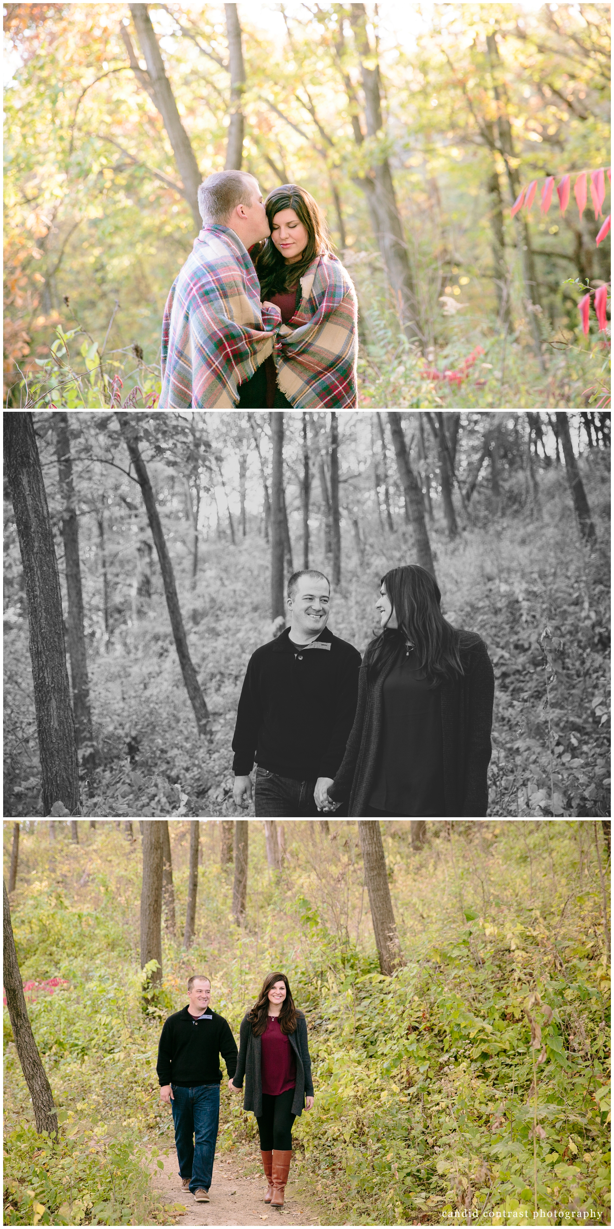 fall engagement session at the mines of spain in dubuque iowa, iowa wedding photographer Candid Contrast Photography