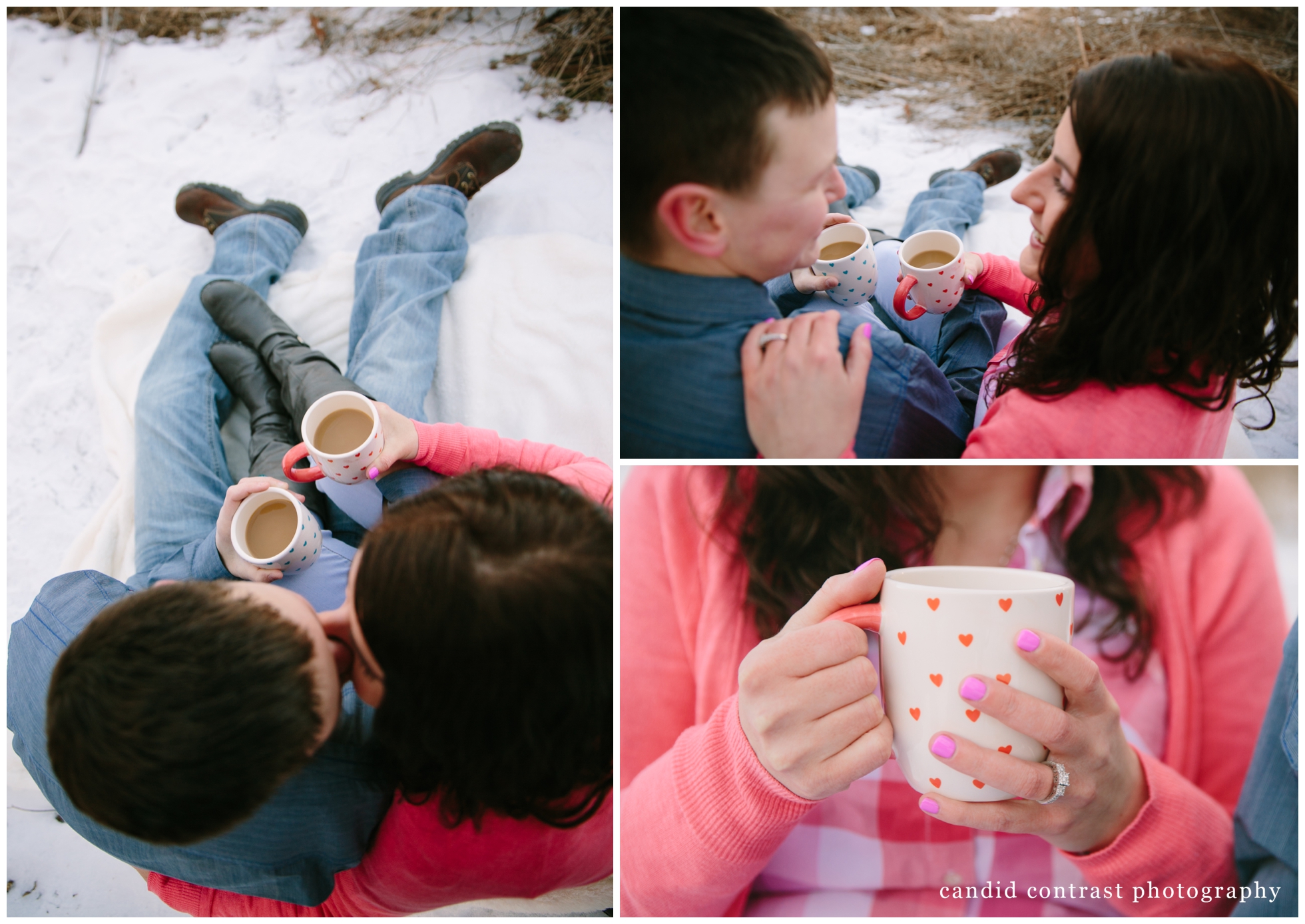 dubuque iowa winter engagement photos, same sex wedding photographer, candid contrast photography