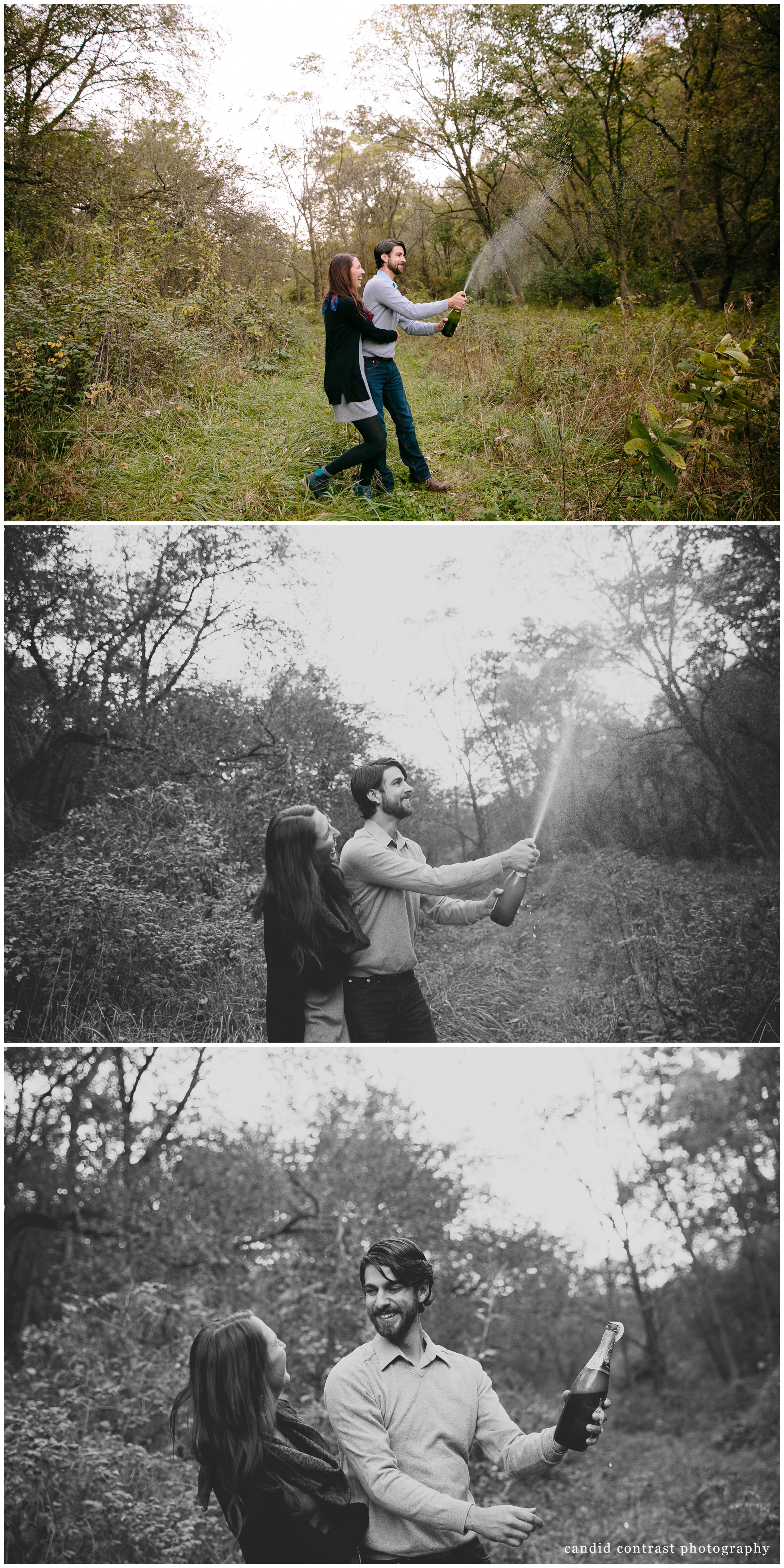 outdoor dubuque iowa picnic and champagne engagement photos, iowa wedding photographer candid contrast photography 