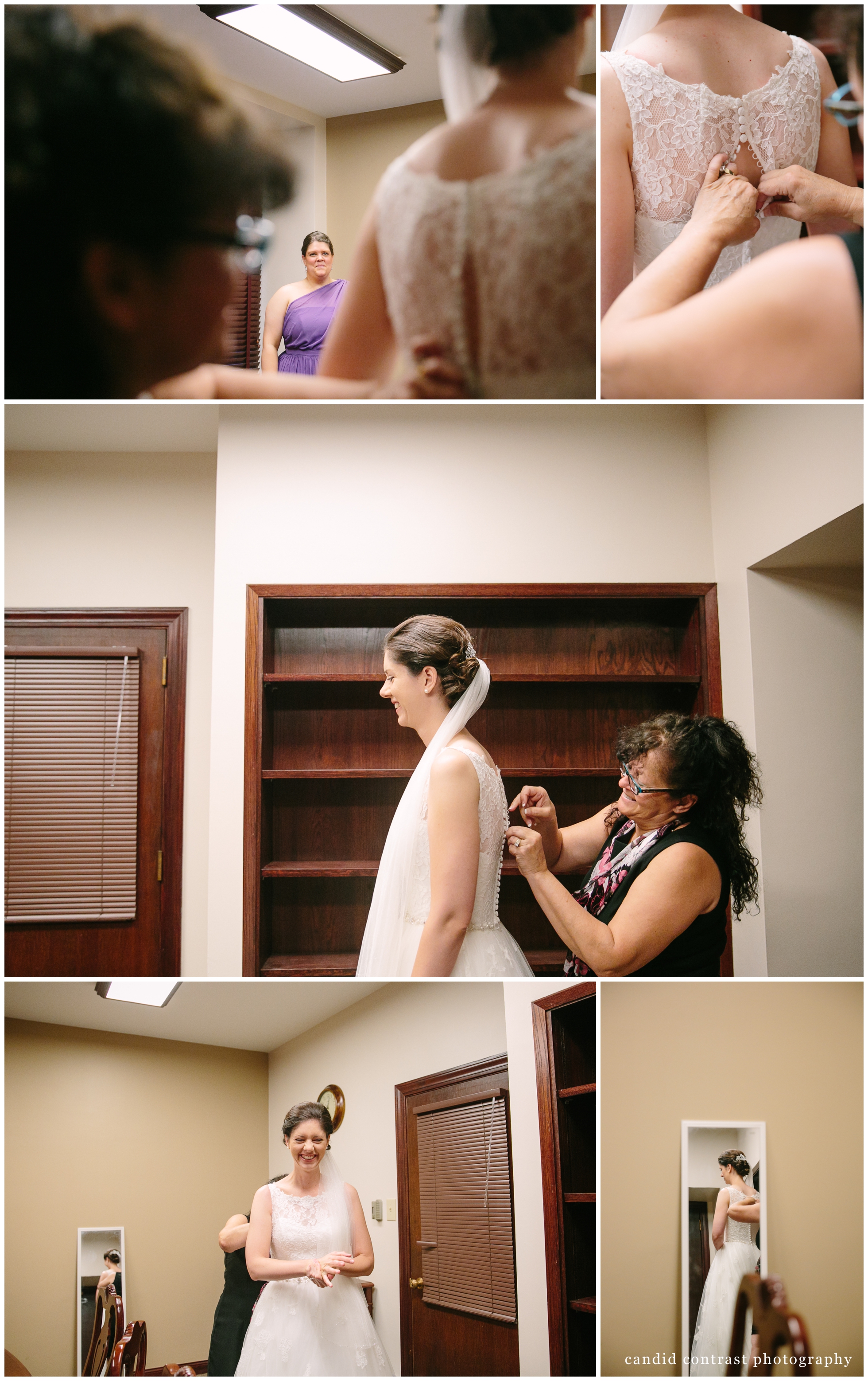 getting ready for classic Dubuque iowa wedding at the grand river center, candid contrast photography