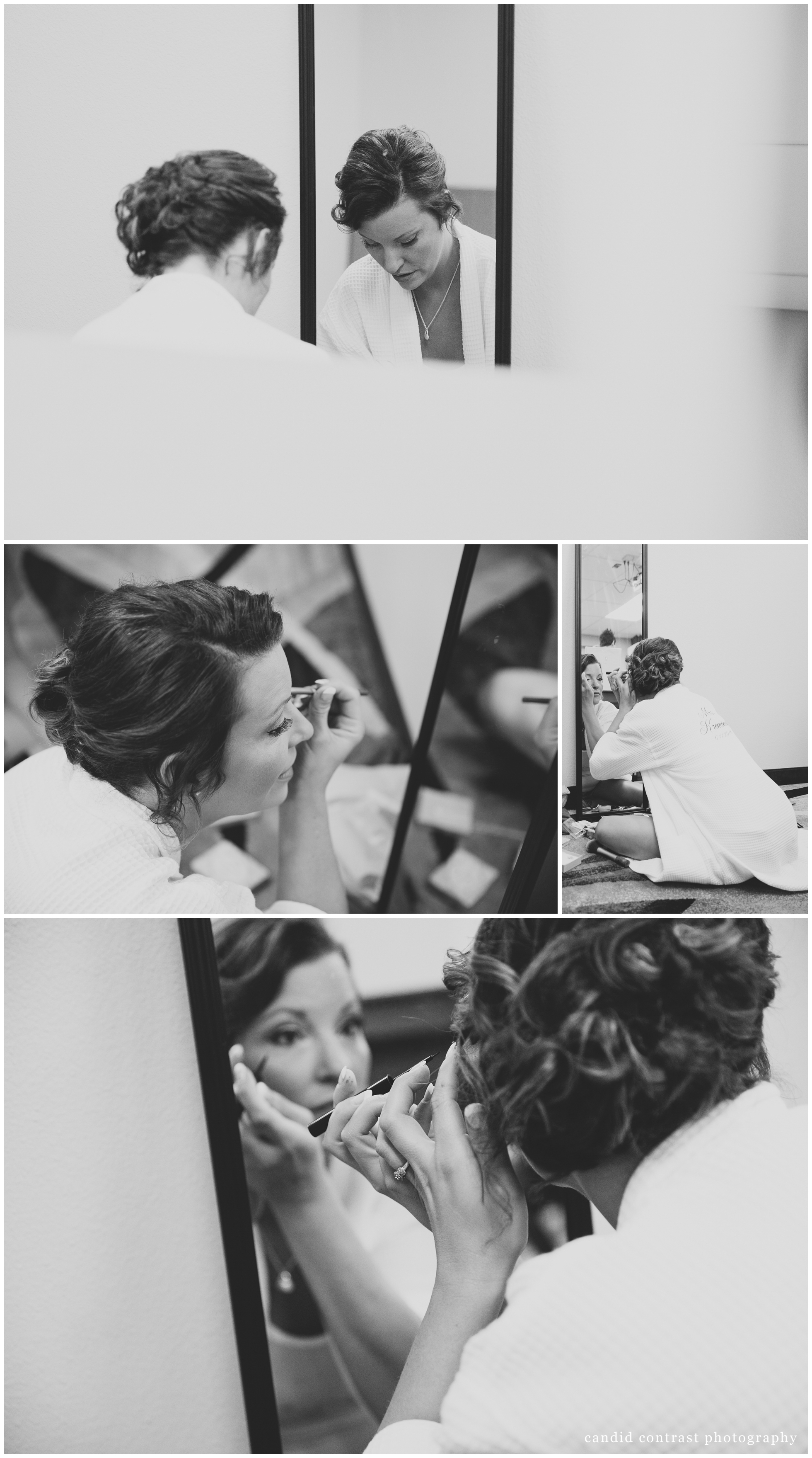 getting ready for a bellevue iowa outdoor wedding at the shore event center, iowa wedding photographer candid contrast photography
