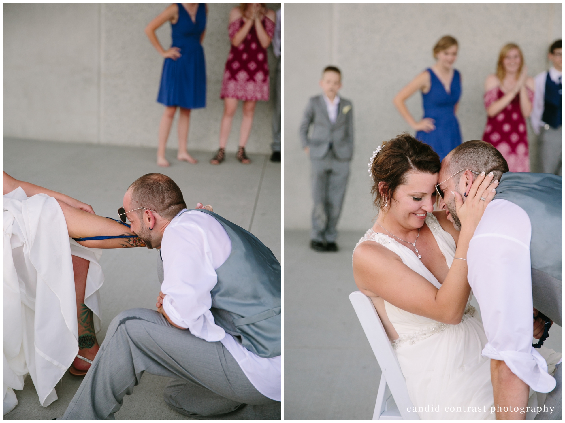 garter toss at a bellevue iowa outdoor wedding at the shore event center, iowa wedding photographer candid contrast photography
