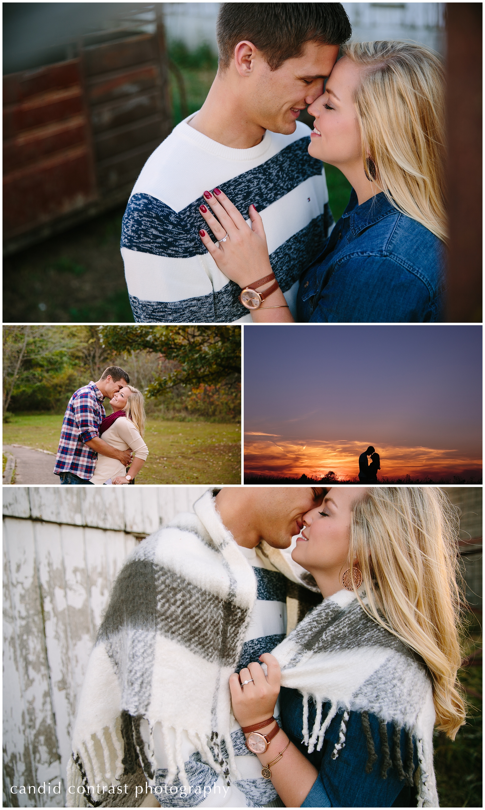 fall engagement session and engagement ring at mines of spain in dubuque iowa, fall farm engagement session at sunset