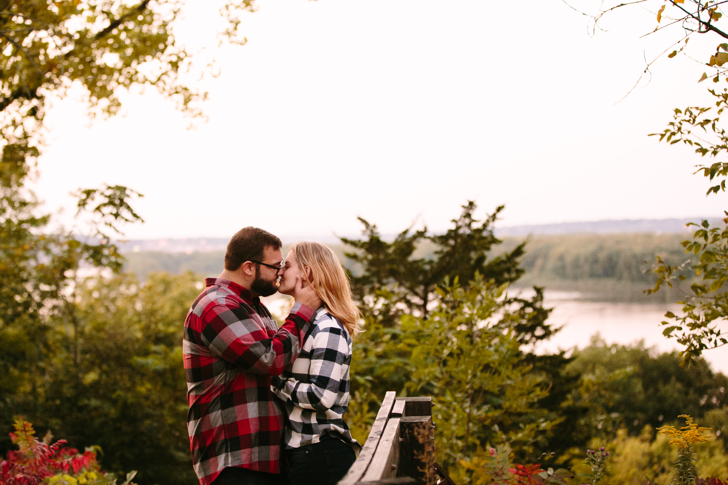 engagement photos overlooking Mississippi in Dubuque