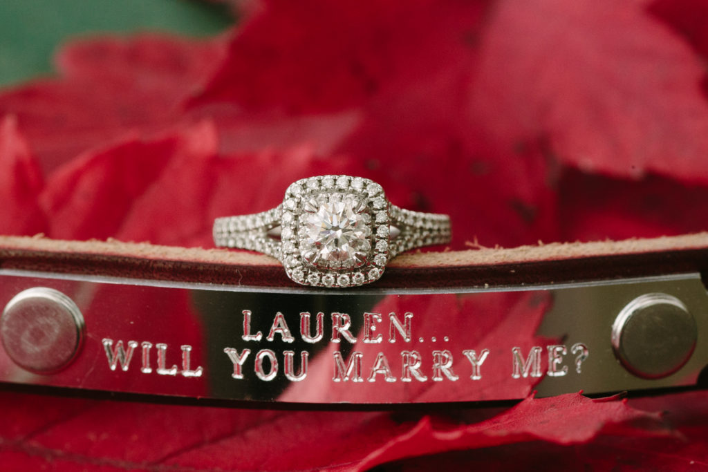custom engraved dog collar and engagement ring for proposal
