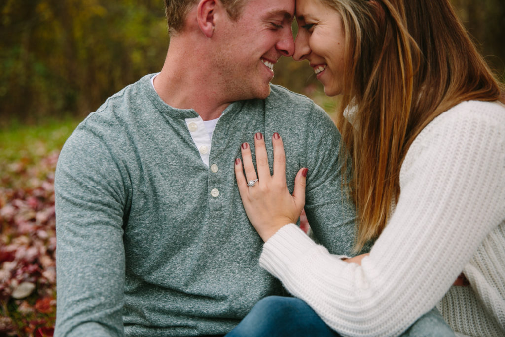 fall engagement photos at mines of spain in dubuque