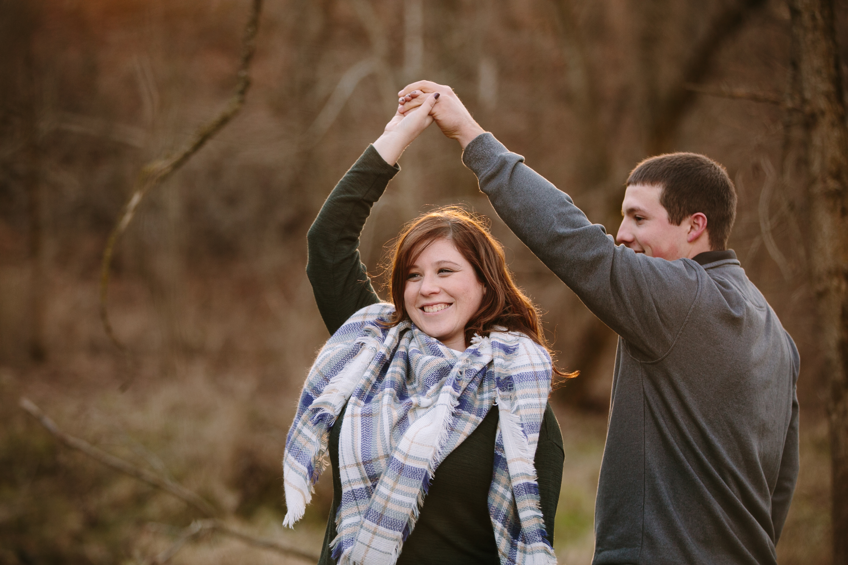 couple dancing, iowa farm engagement session by catherine furlin photography