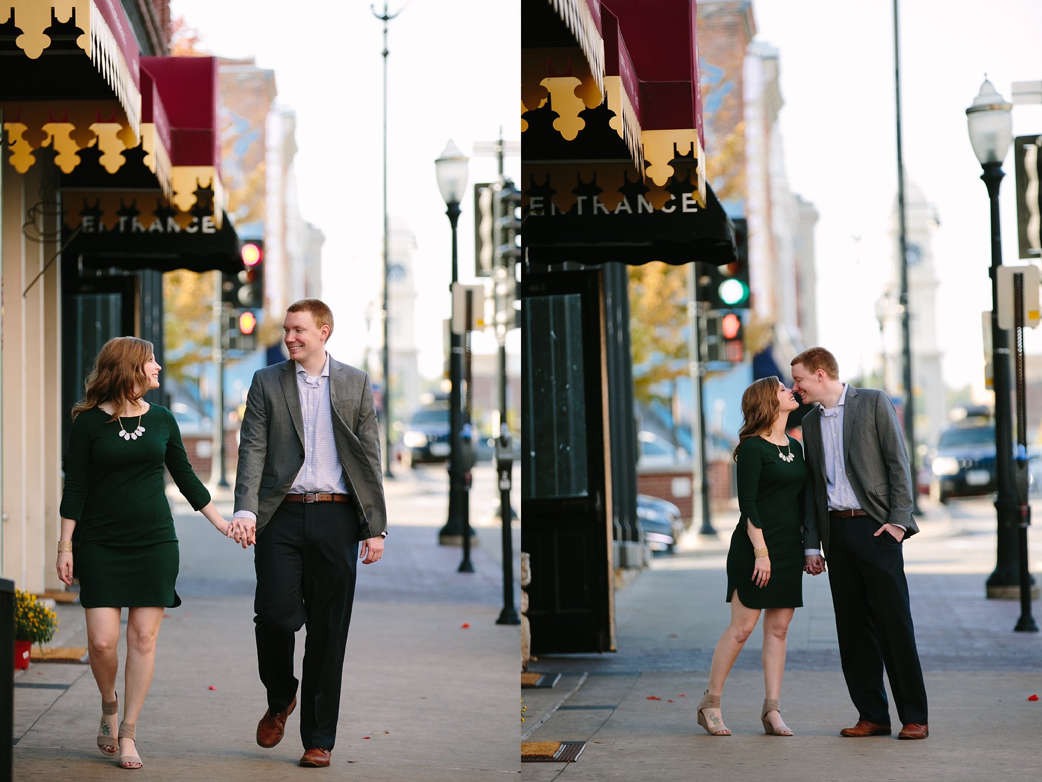 downtown dubuque engagement photos on main street by catherine furlin photography