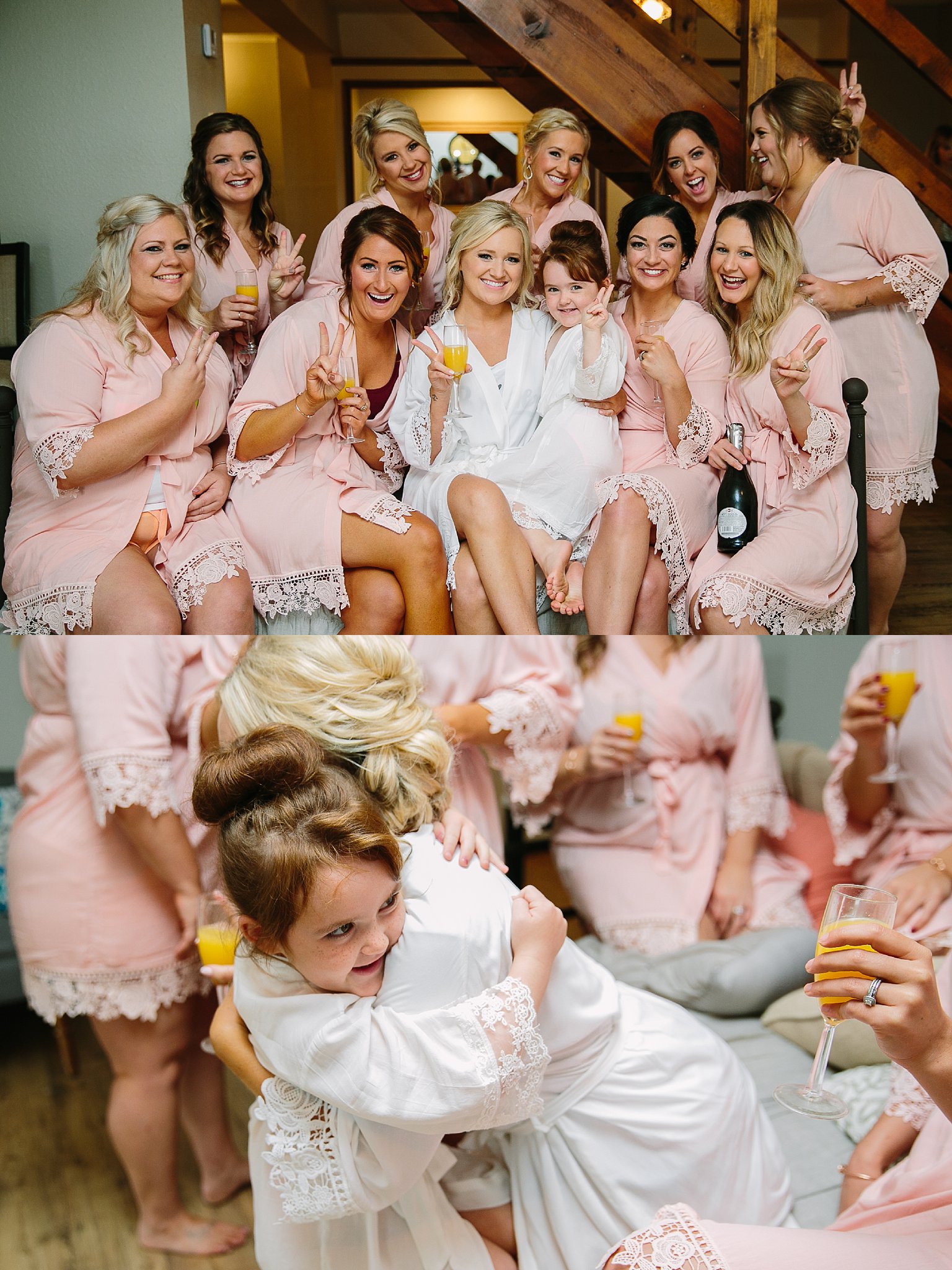 bridesmaids toast at Wisconsin barn wedding