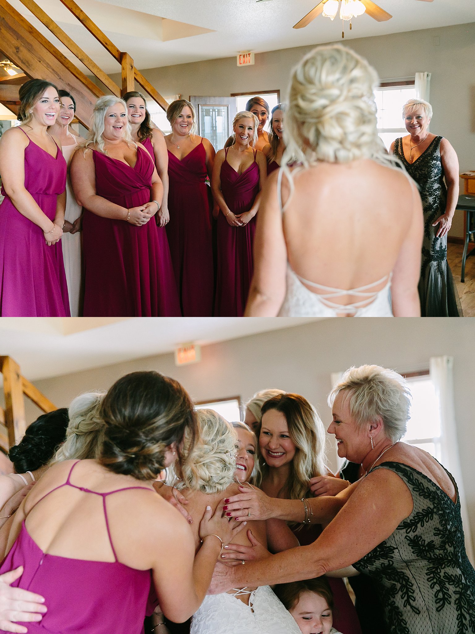 bridesmaids first look at Rockcut Events Wisconsin