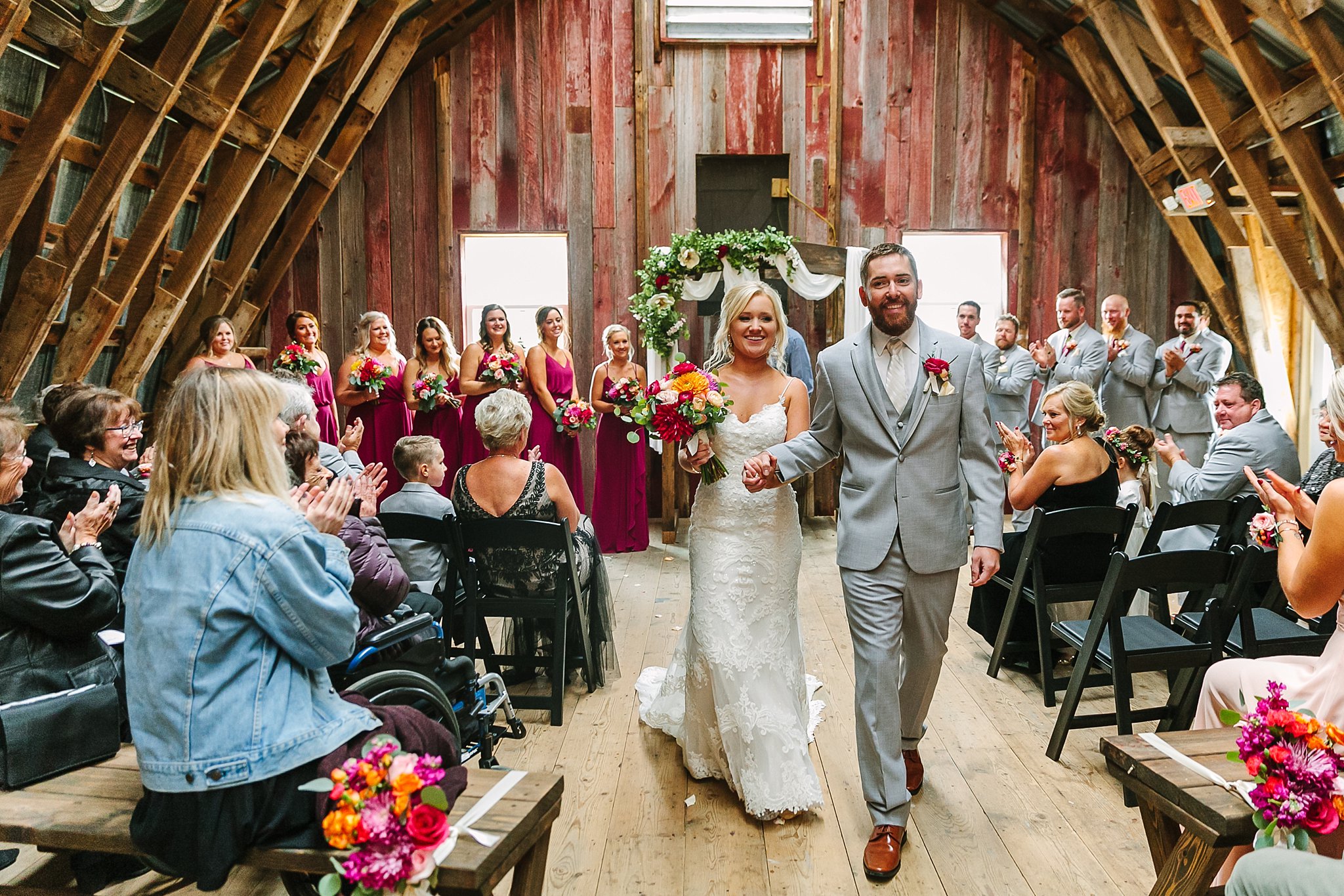 wedding ceremony at Rockcut Events barn Wisconsin