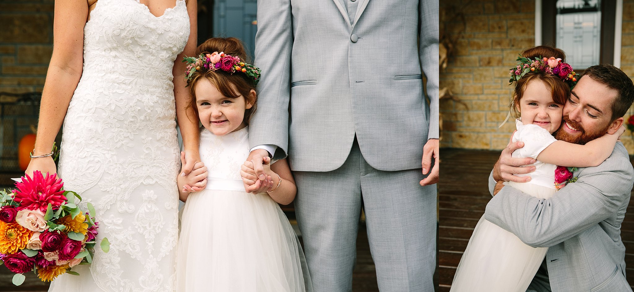 bride and groom with flower girl at Rockcut Events Wisconsin