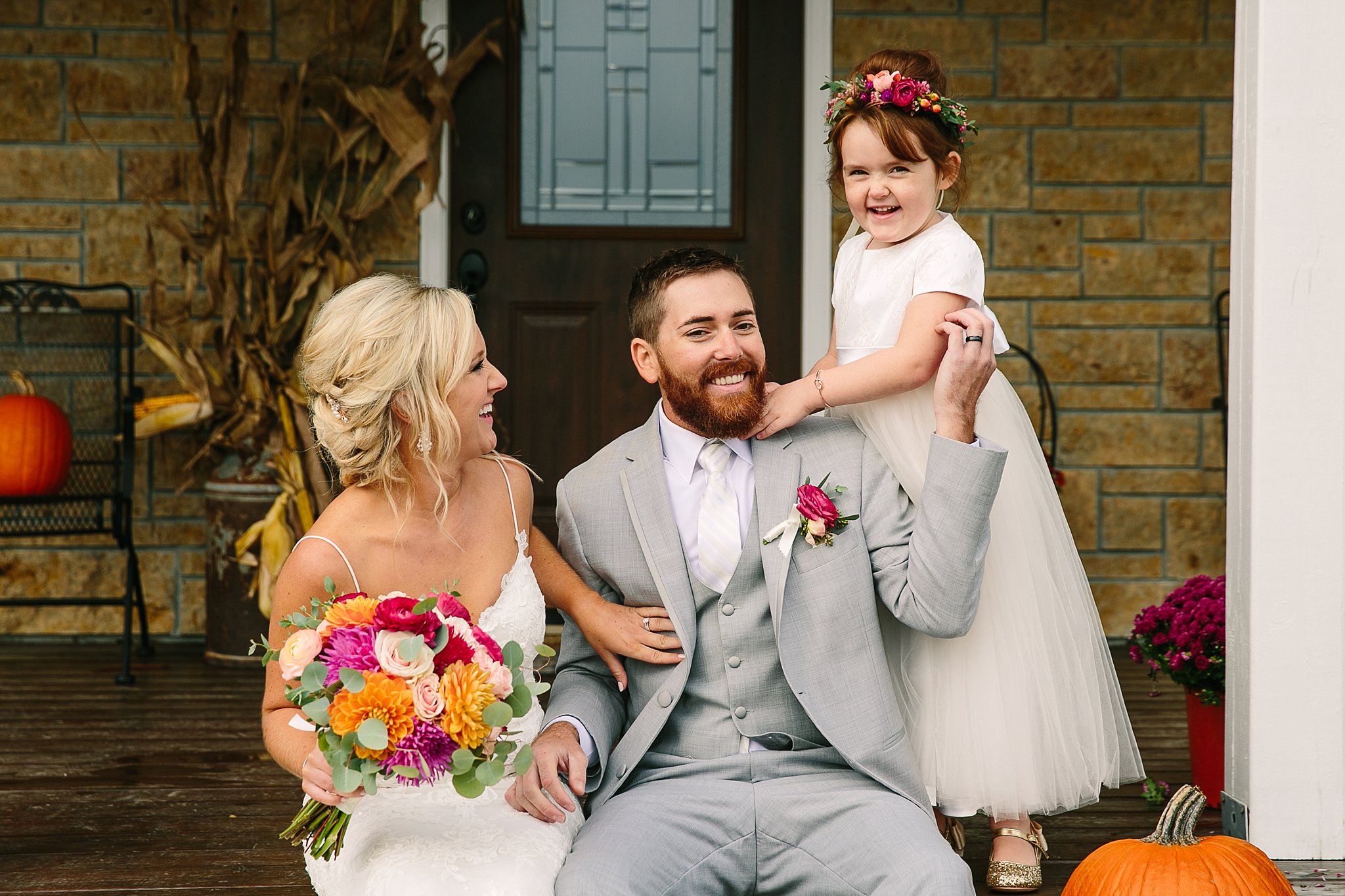 bride and groom with flower girl at Rockcut Events Wisconsin