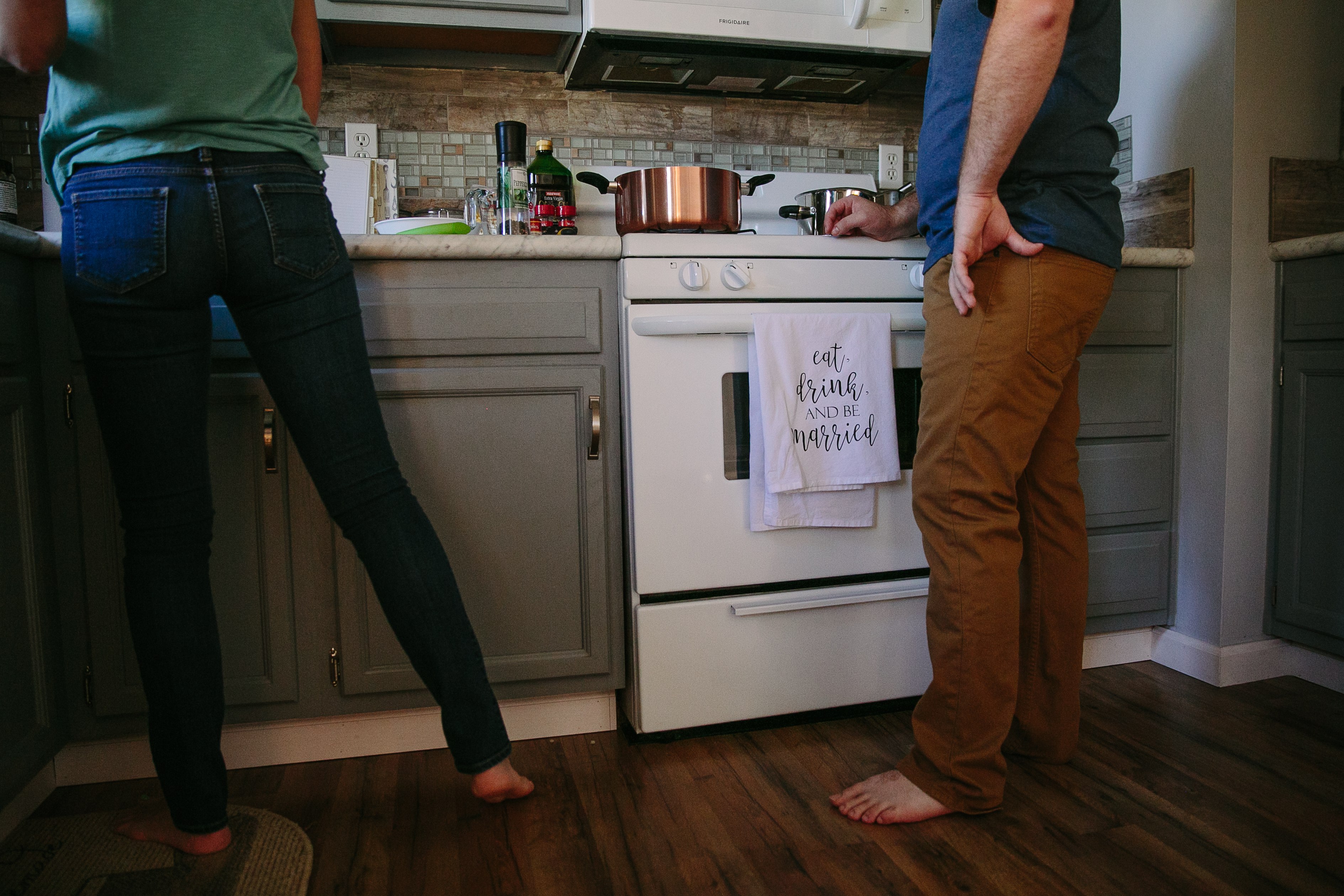 north liberty in home cooking engagement session