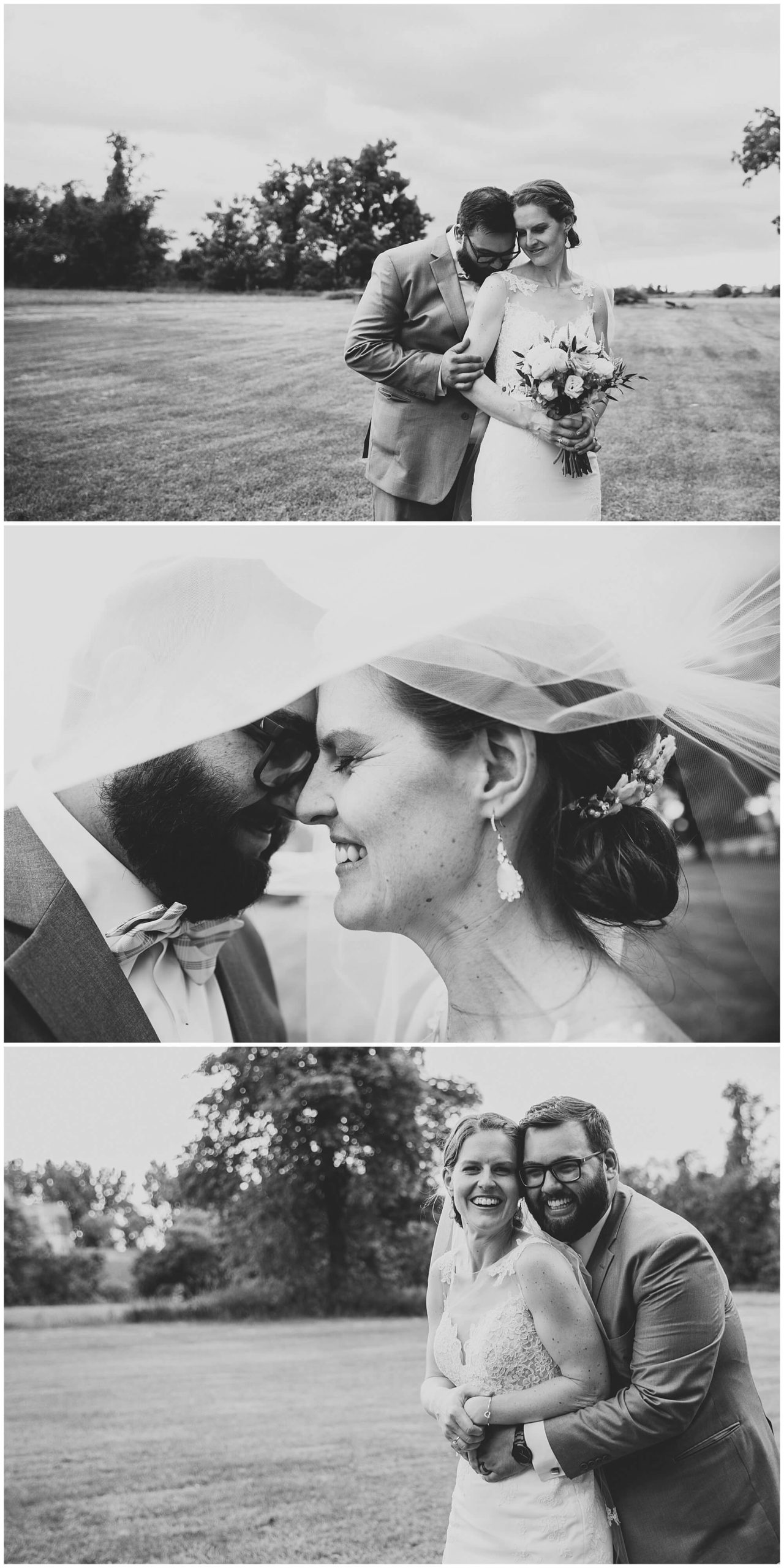 black and white wedding day portraits in iowa