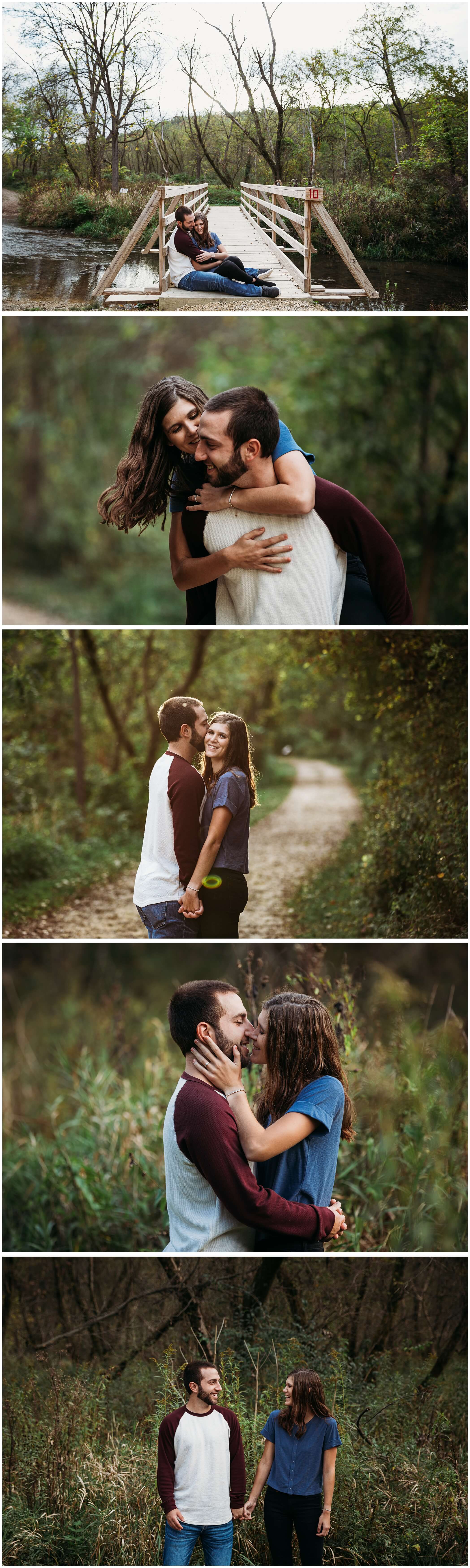 fall engagement photos at swiss valley nature preserve in dubuque