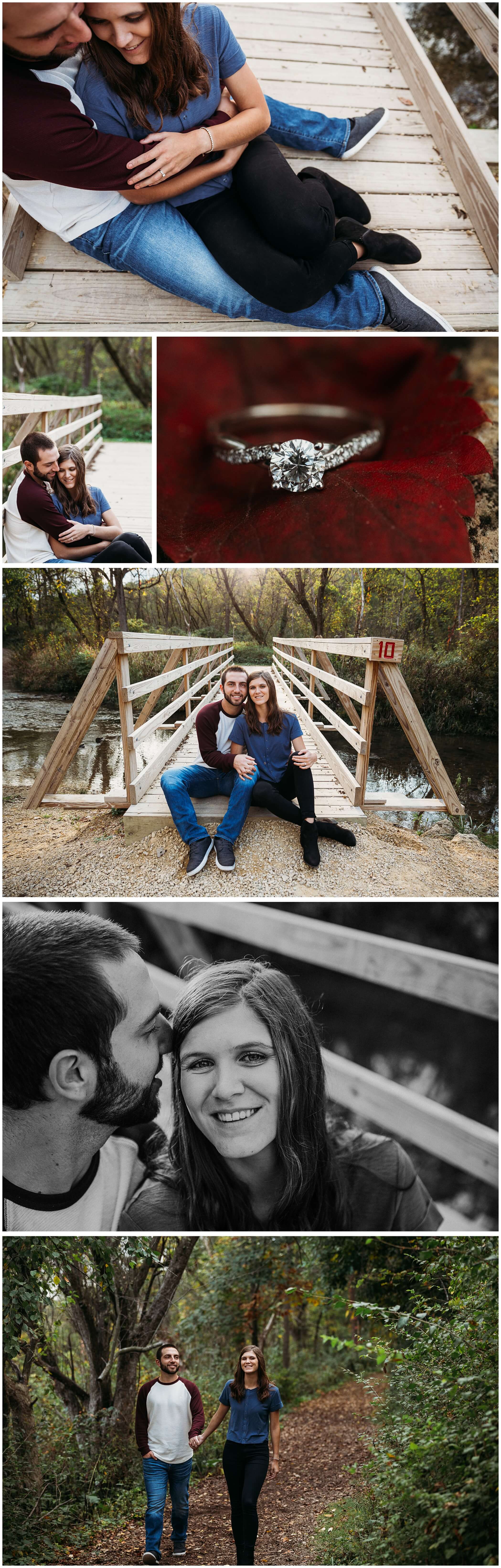 fall engagement photos at swiss valley nature preserve in dubuque