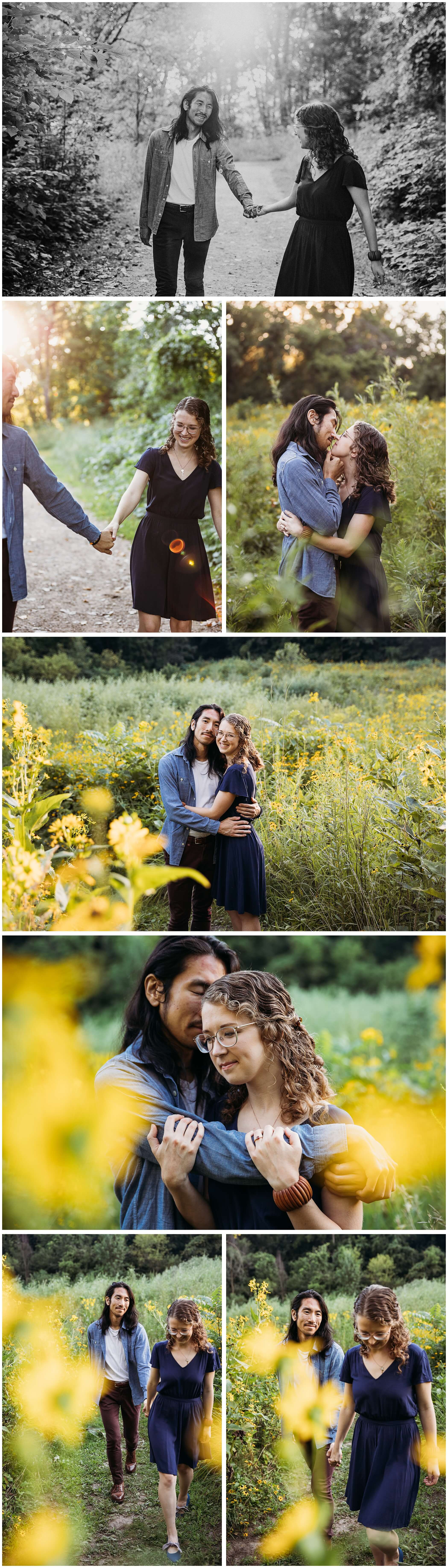 outdoor engagement session in flower field dubuque