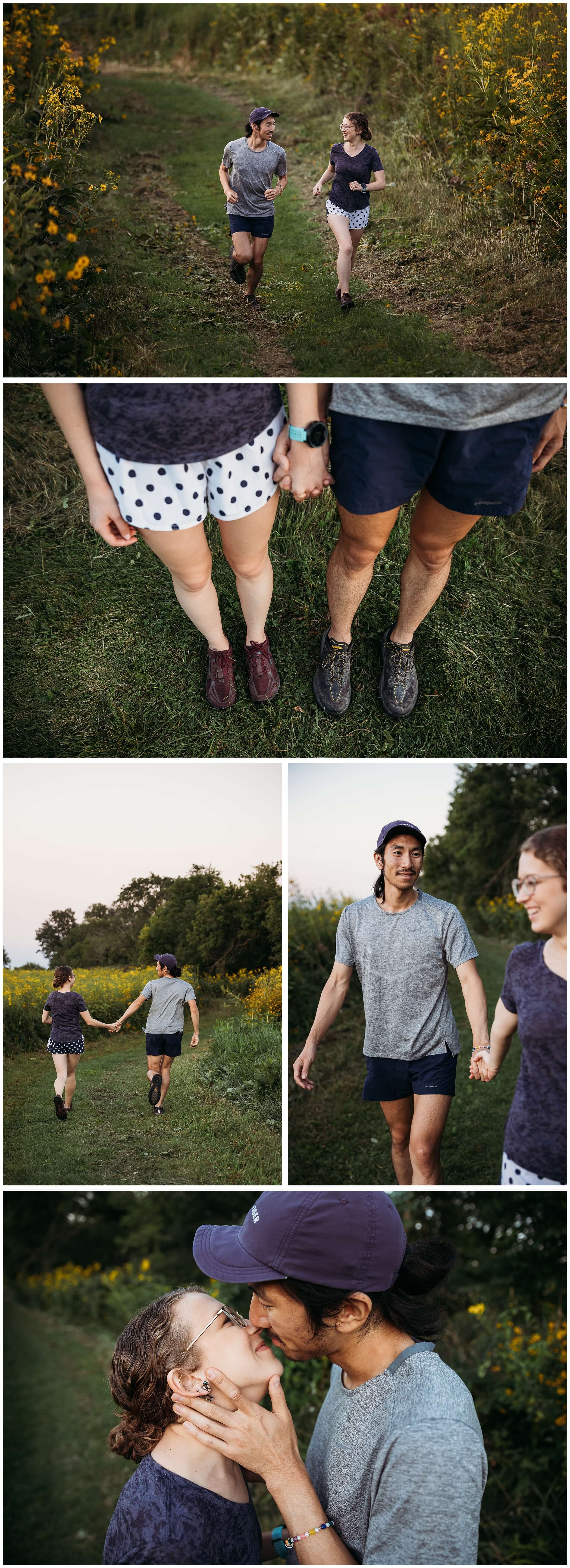 outdoor trail running engagement photos for an adventurous couple