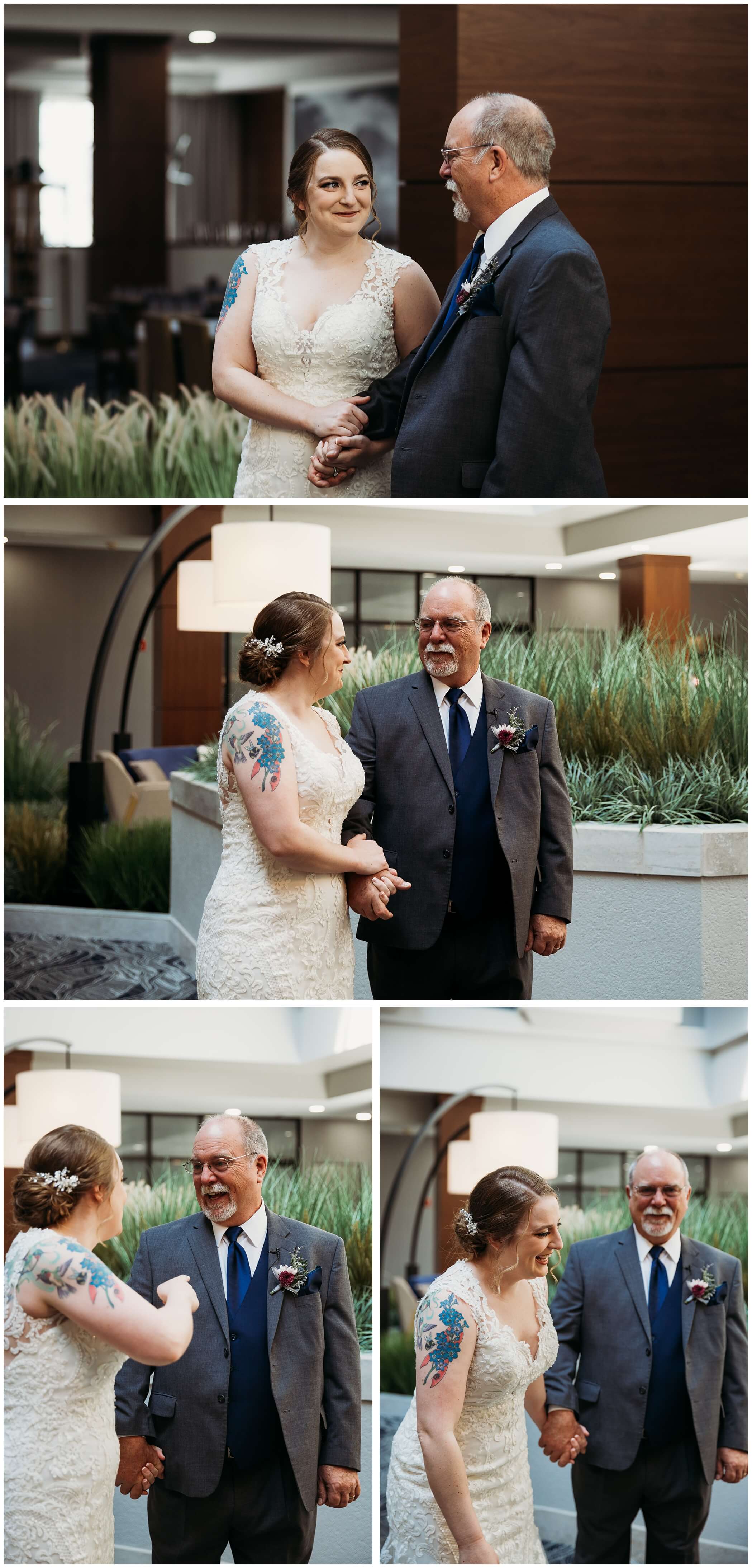 Bride and Dad first look at the Radisson in Davenport Iowa