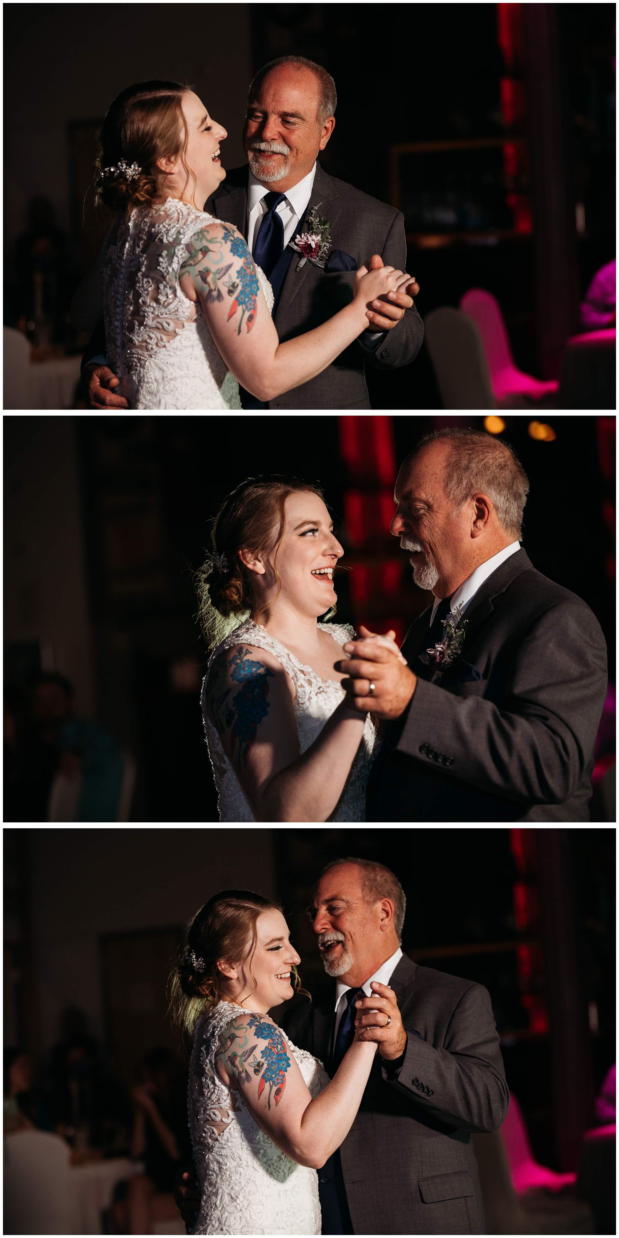 Father-Daughter dance during a wedding reception at Common Chord in Davenport.