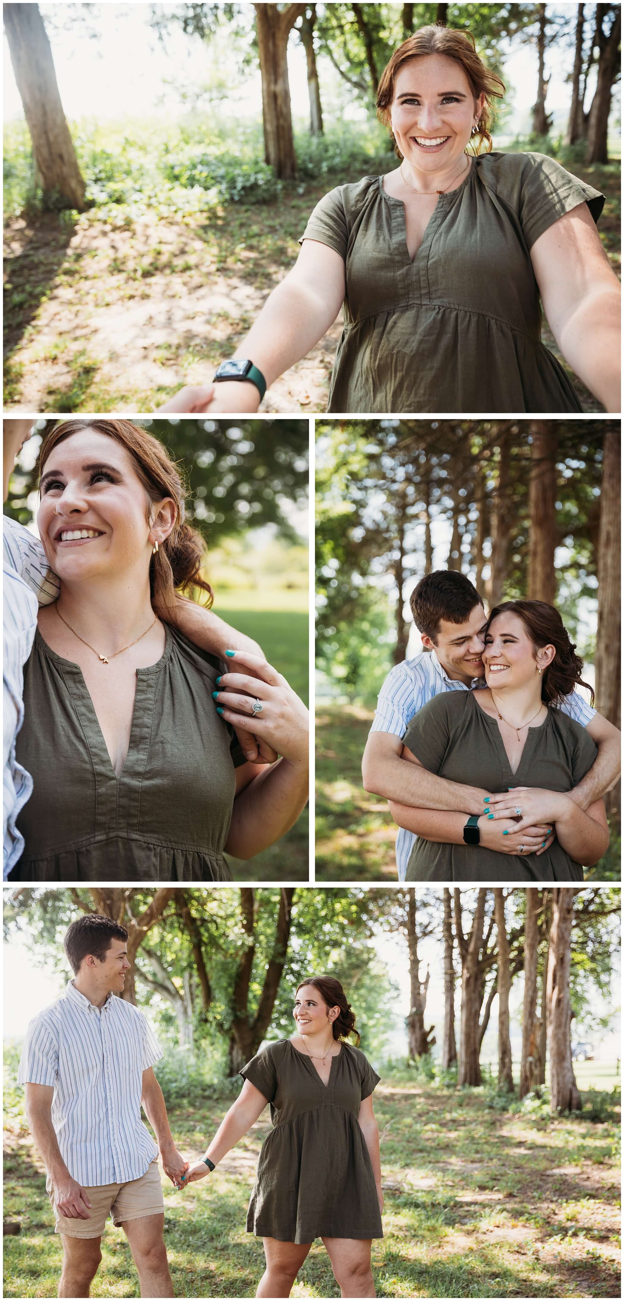 engagement photos at the mines of spain in dubuque