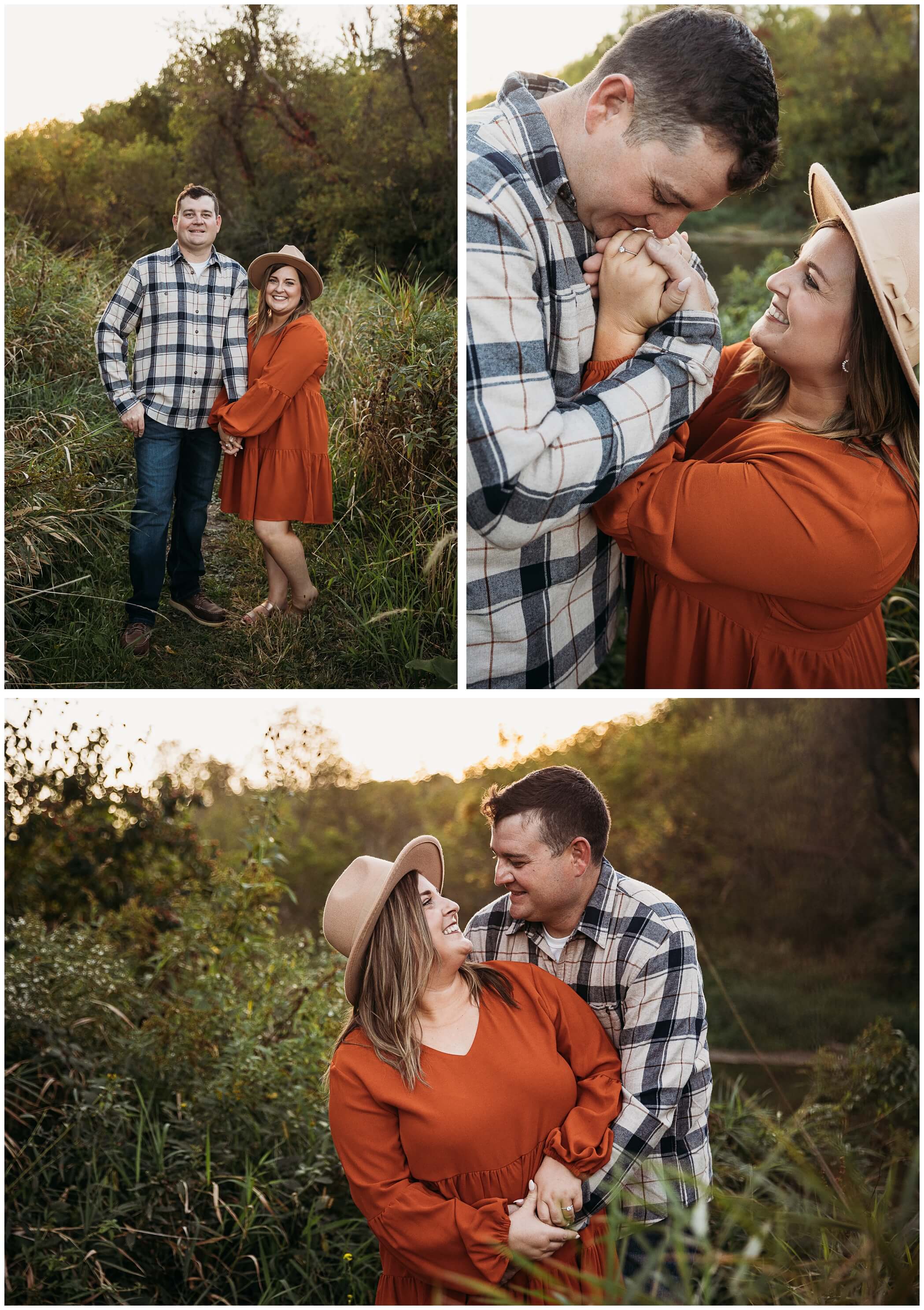 what to wear for fall engagement photos, swiss valley nature preserve in dubuque