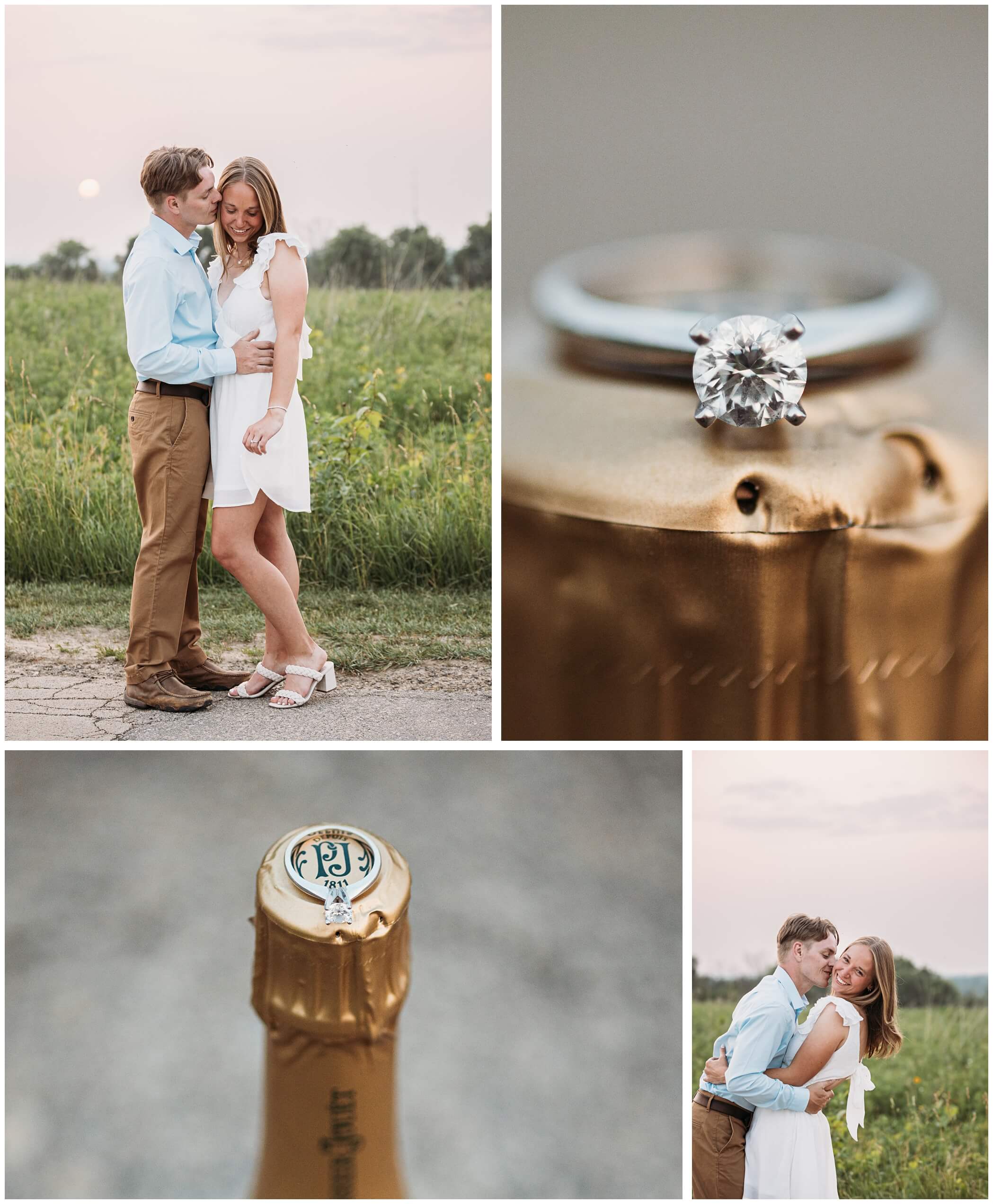 champagne pop engagement photos at the mines of spain