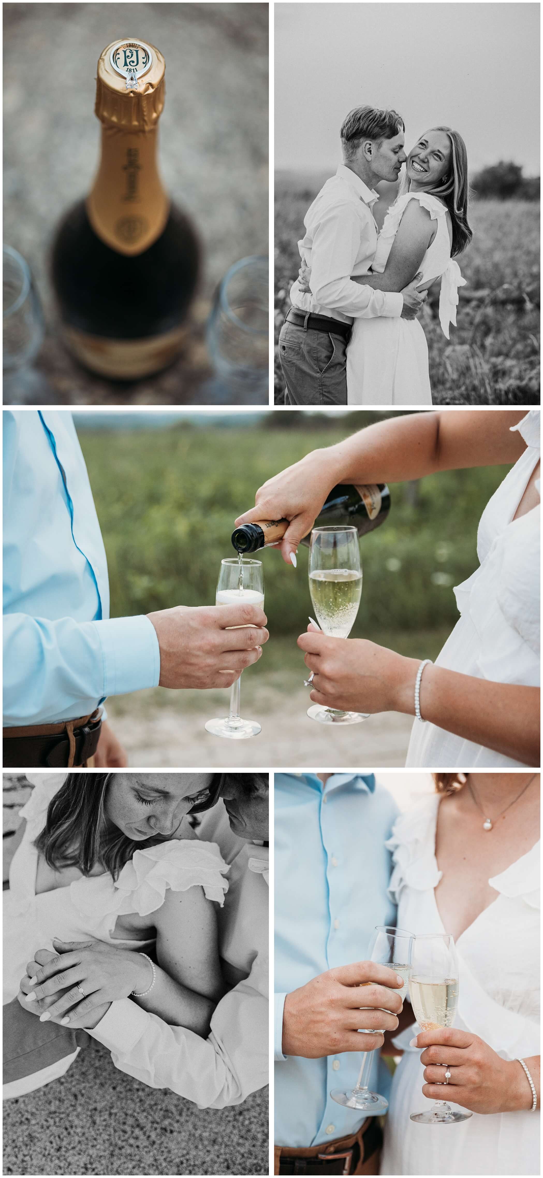 champagne pop engagement photos at the mines of spain