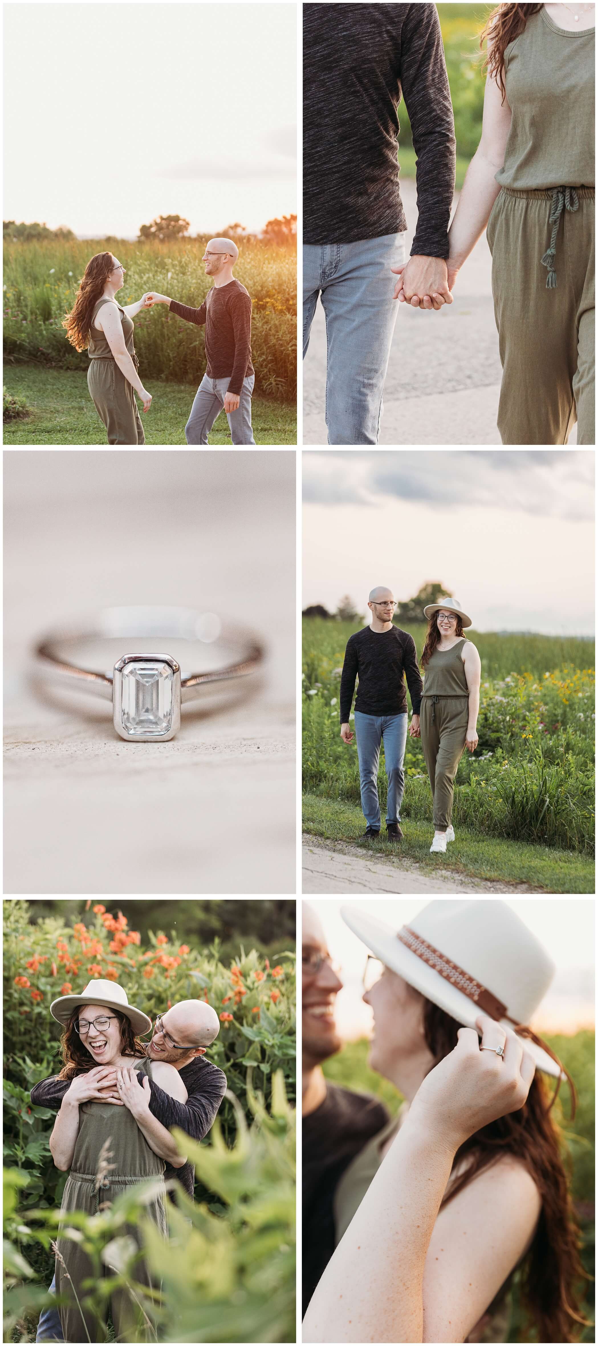 golden hour engagement photos at the Mines of Spain