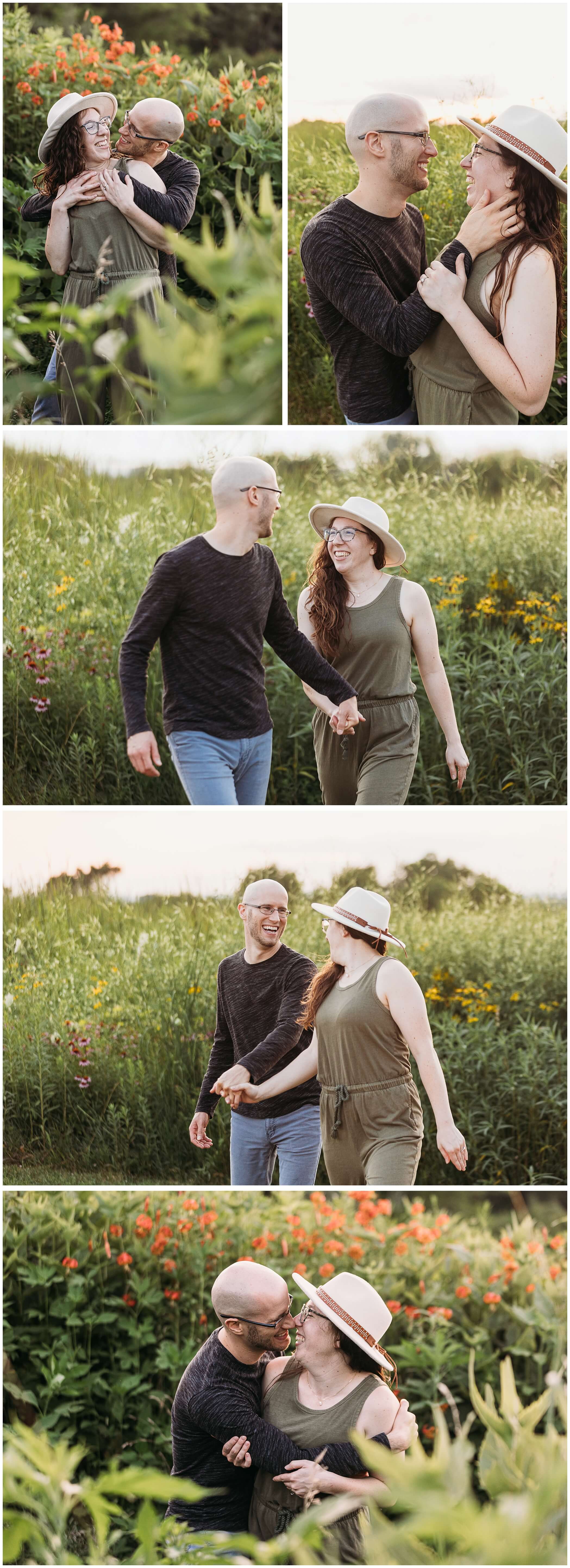 golden hour engagement photos at the Mines of Spain